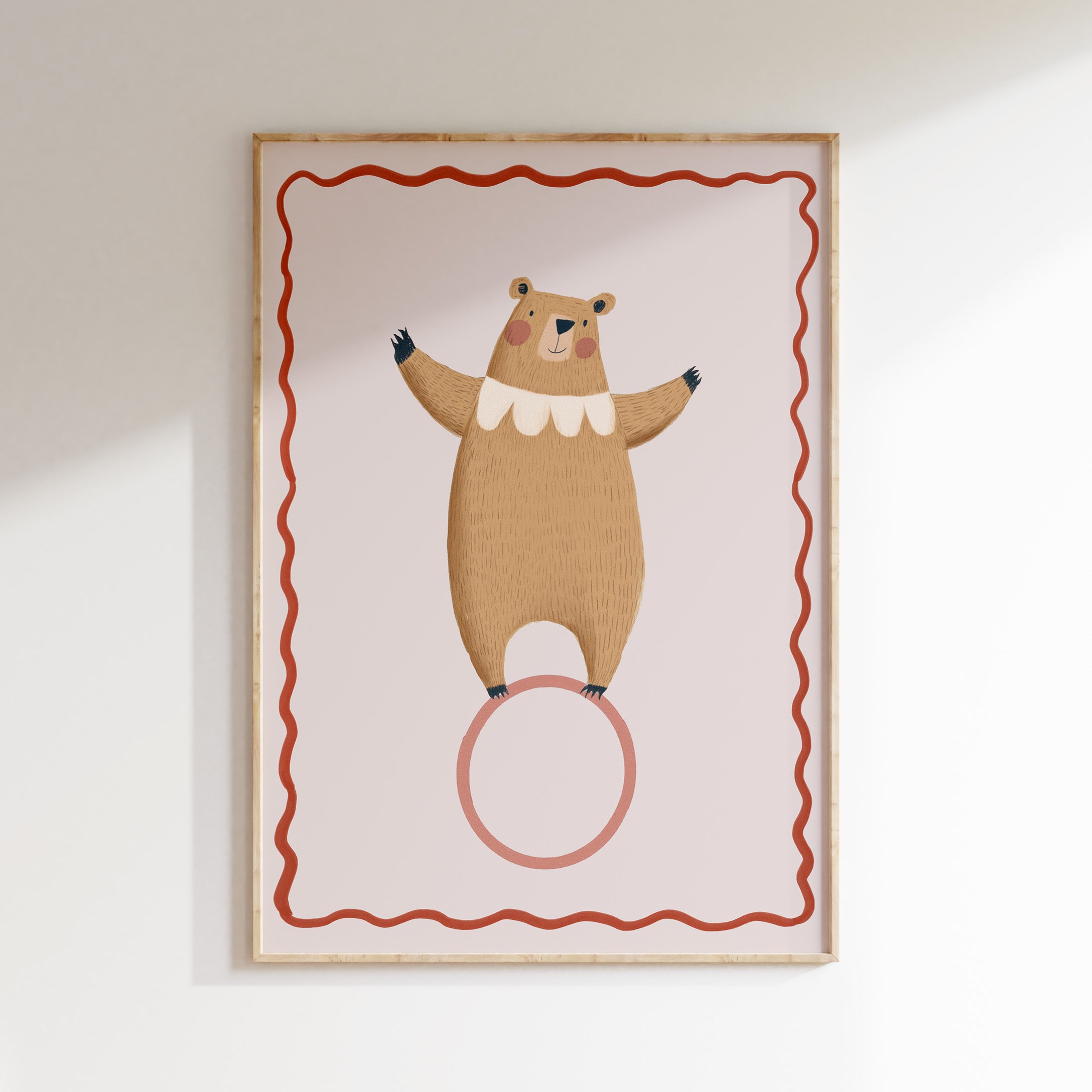 Children's room print - Bear on circus ball