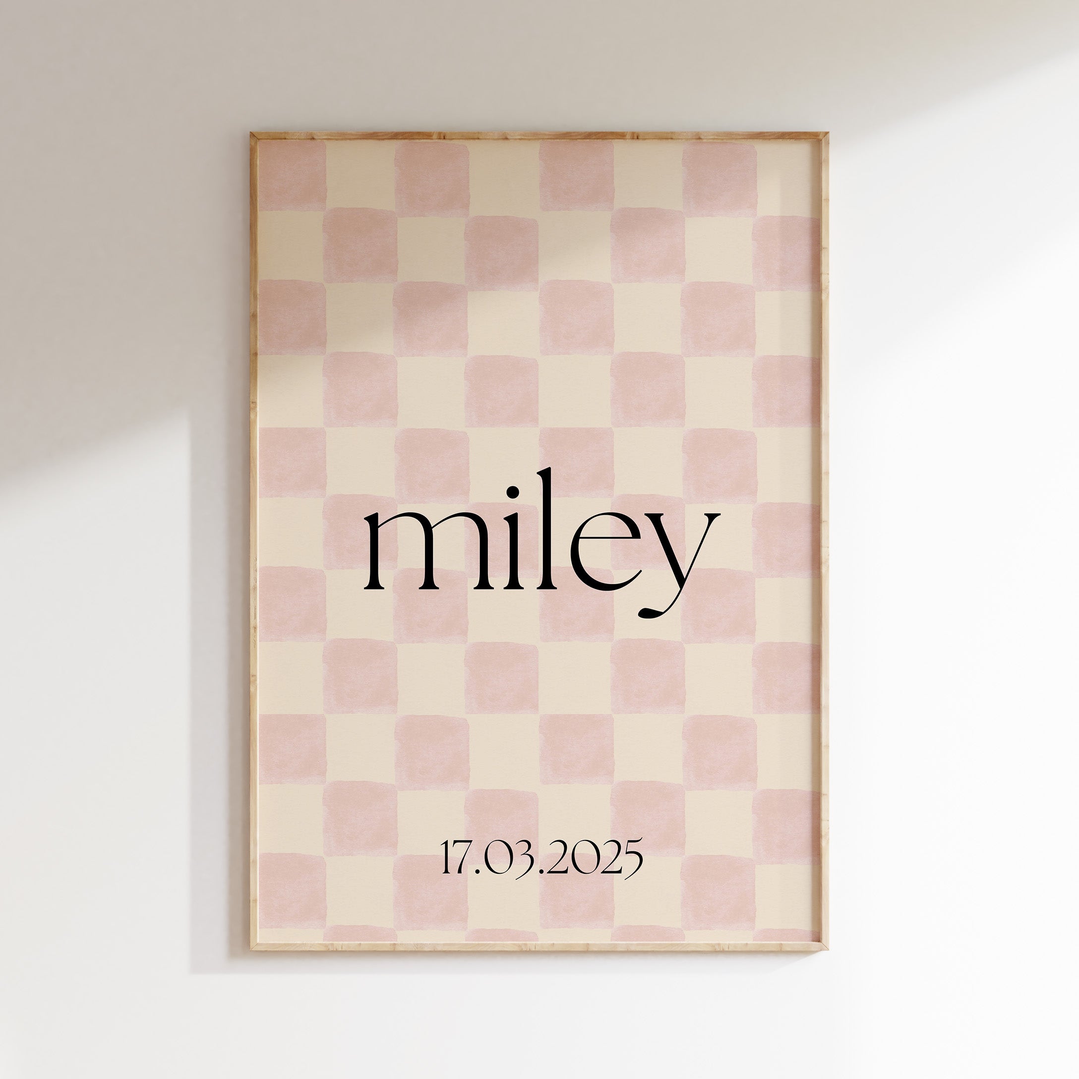Birth poster Checkered Checkered | pink