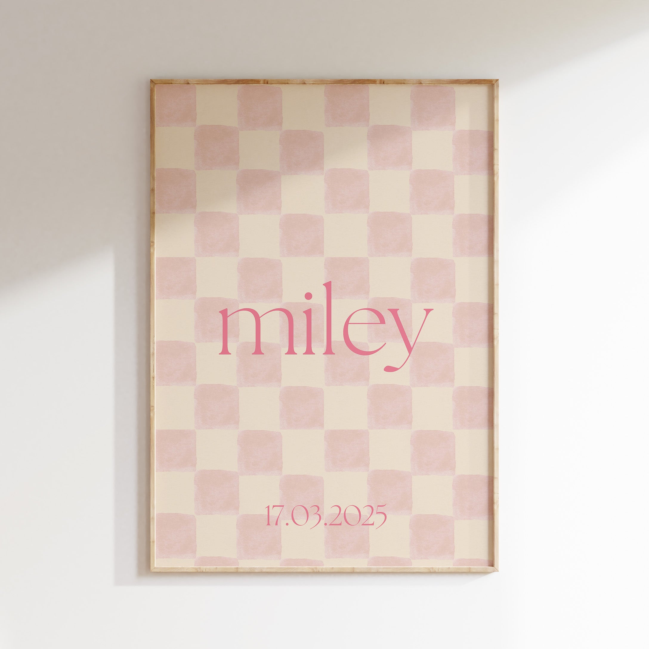 Birth poster Checkered Checkered | pink