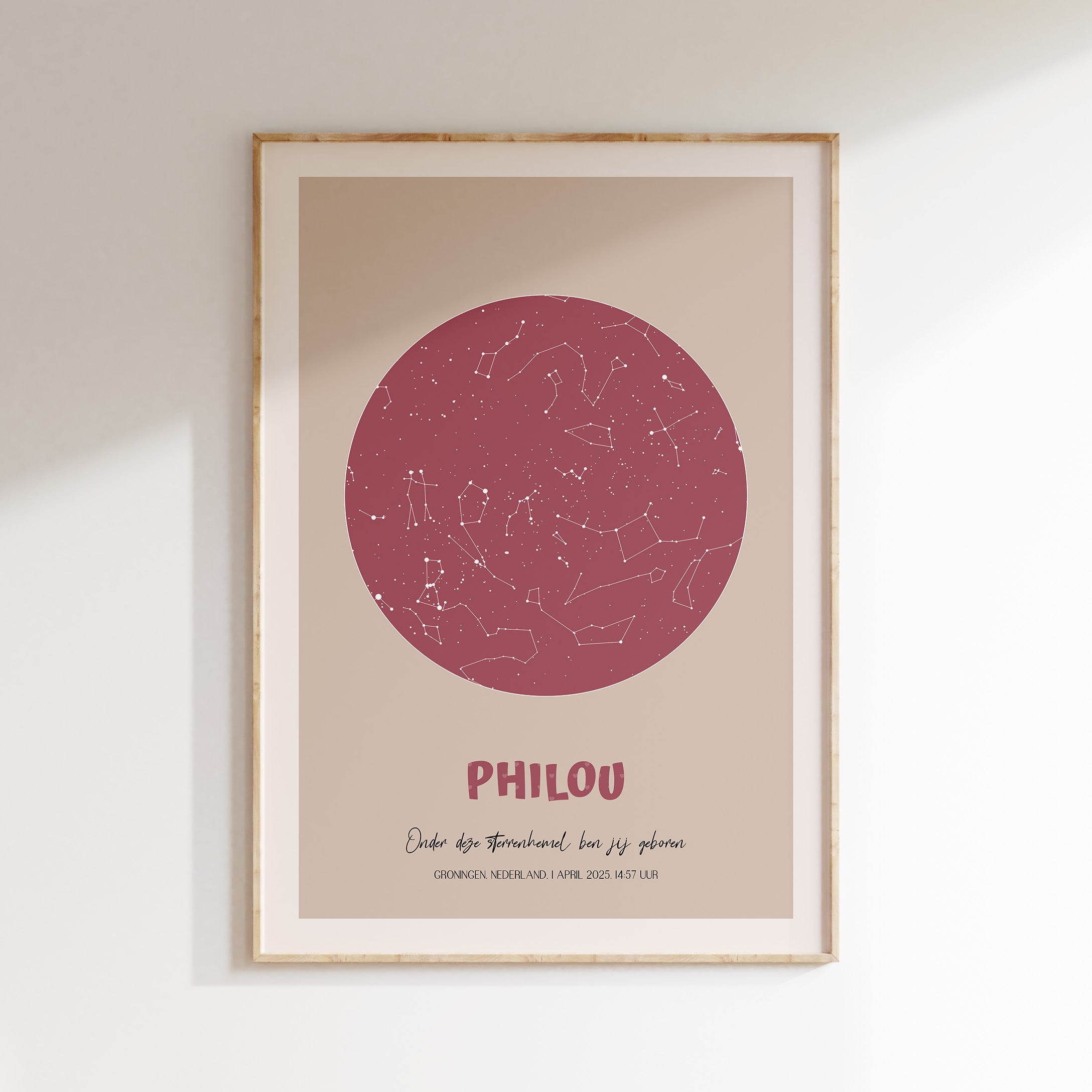 Sterrenhemel poster | KLEINE GROTE BEER - roze