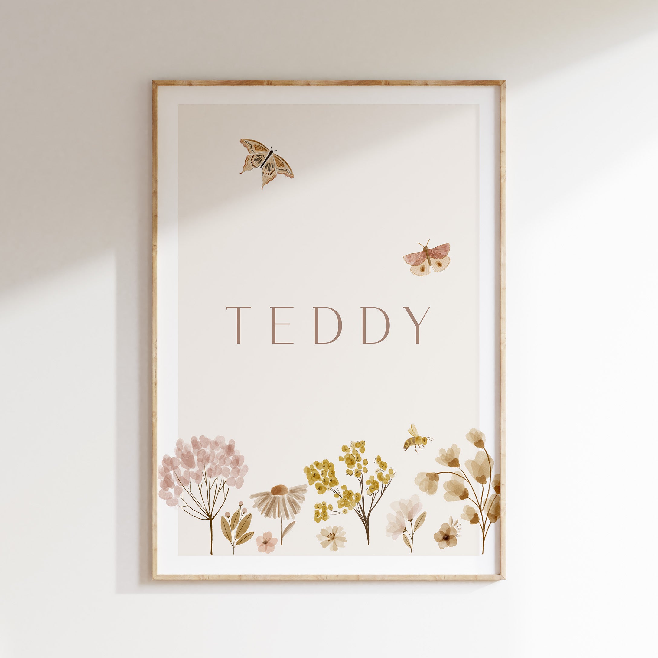 Naamposter - Vintage Garden bloemen | Vintage Garden