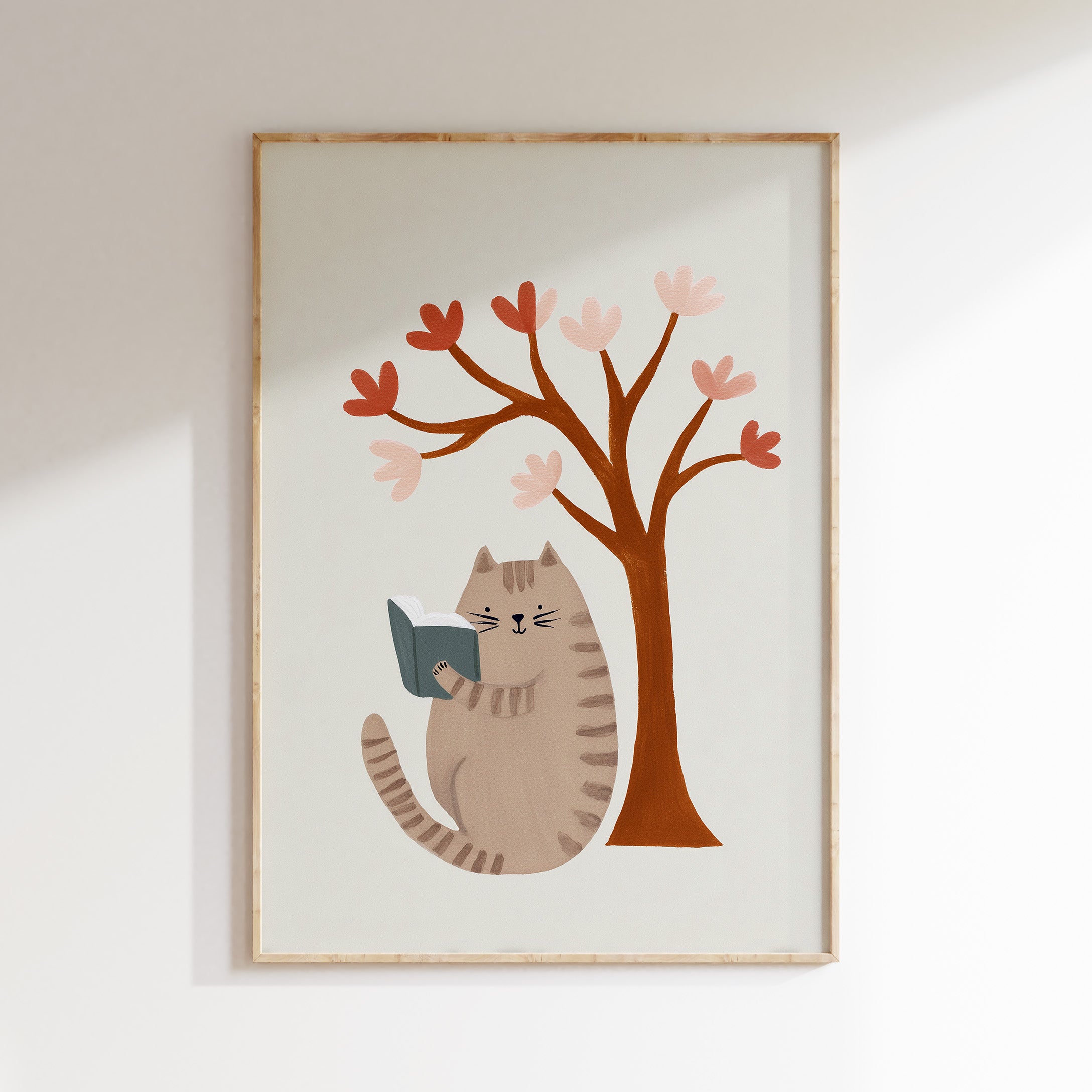 Children's room print - Reading cat