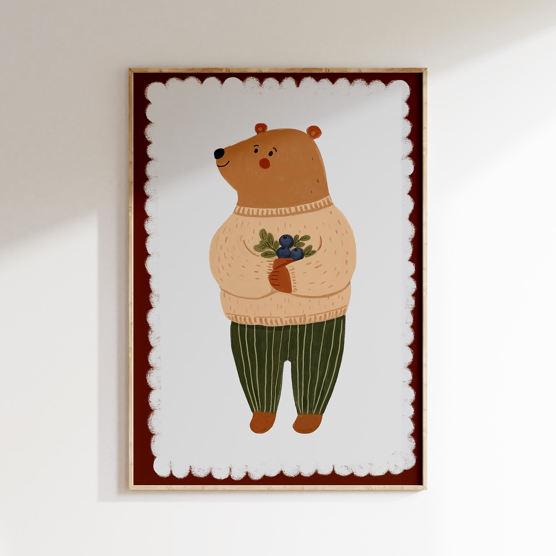 Nursery print - Bear with blueberries