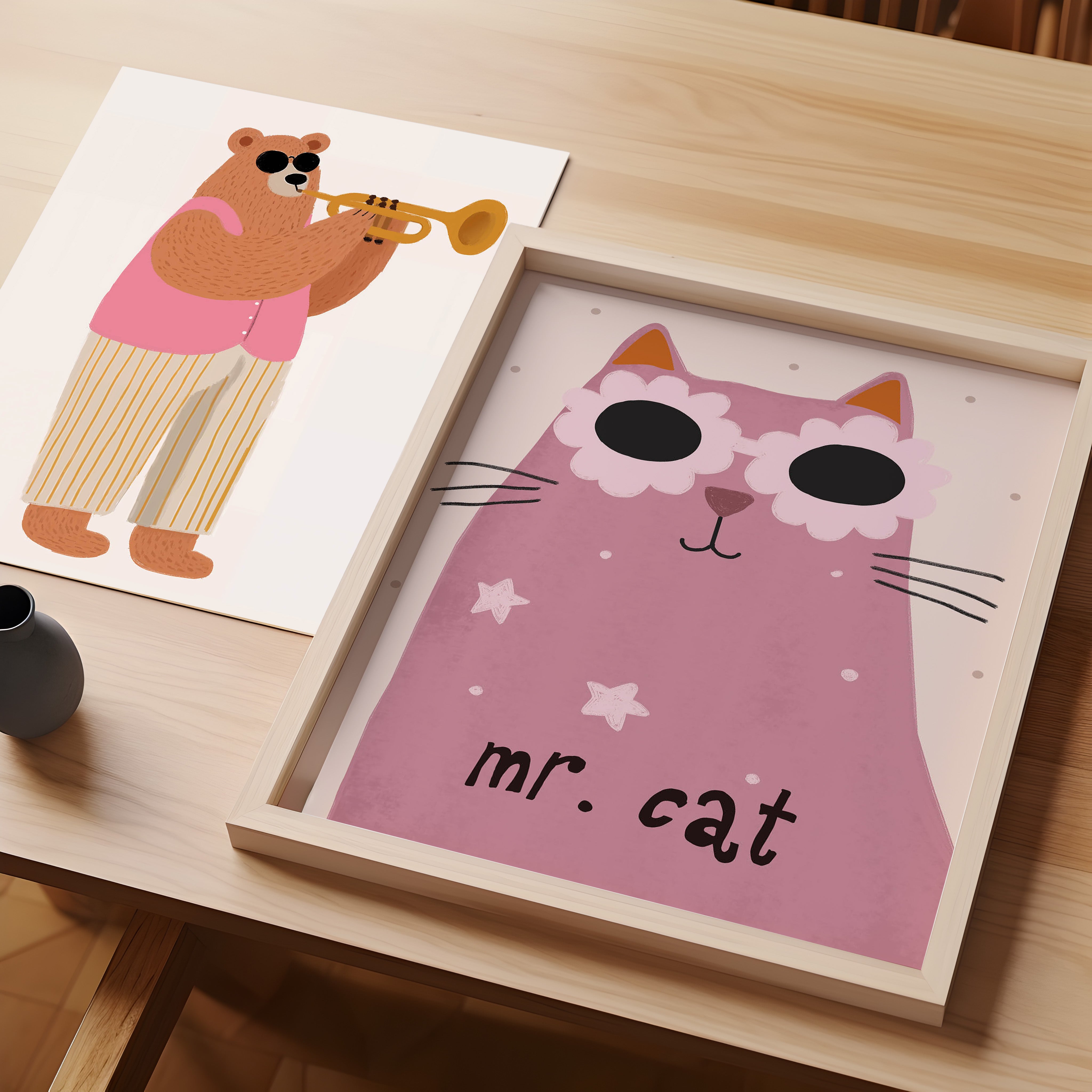 Kinderkamer print - Beer met trompet