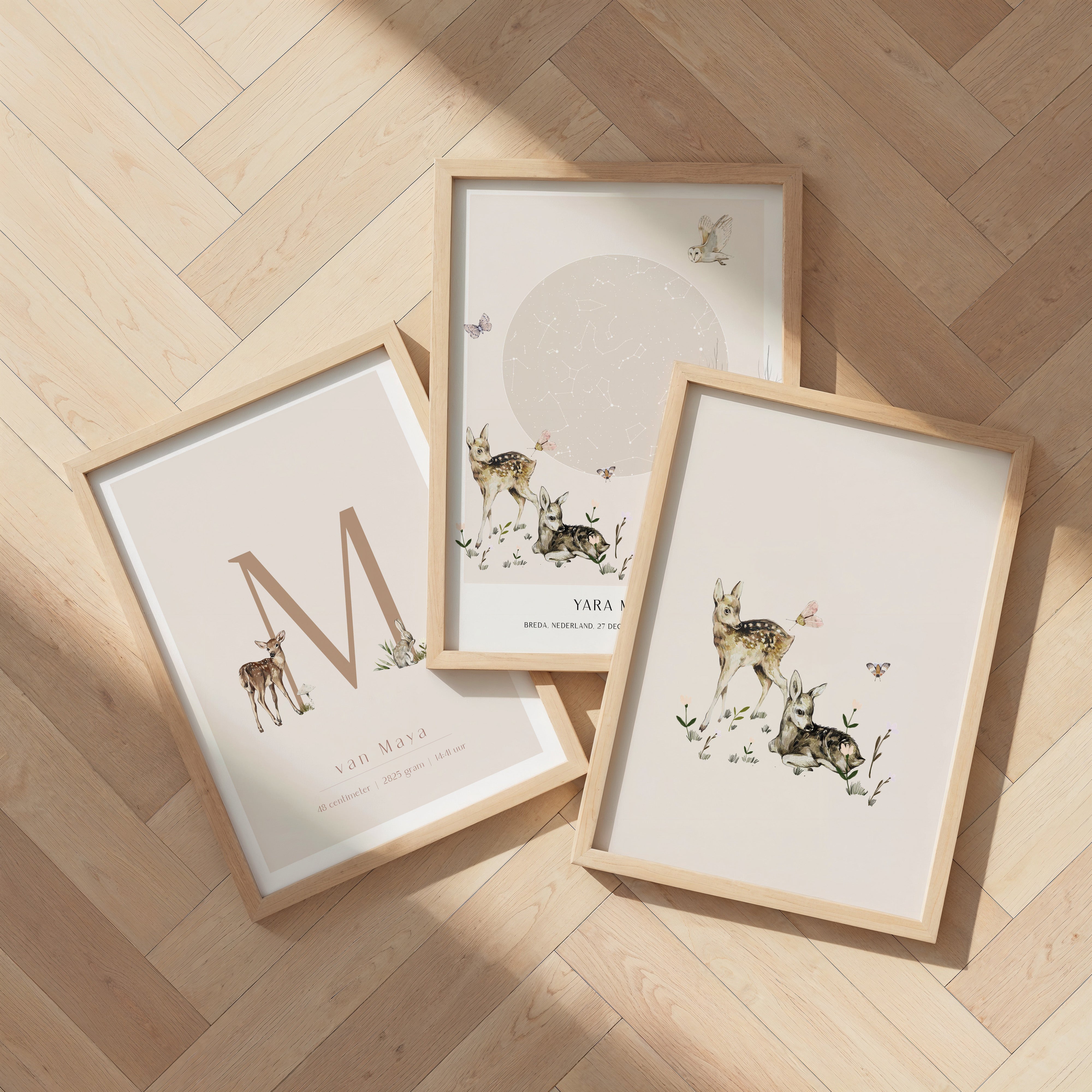 Kinderkamer poster - Hertjes in het bos | Bosdieren