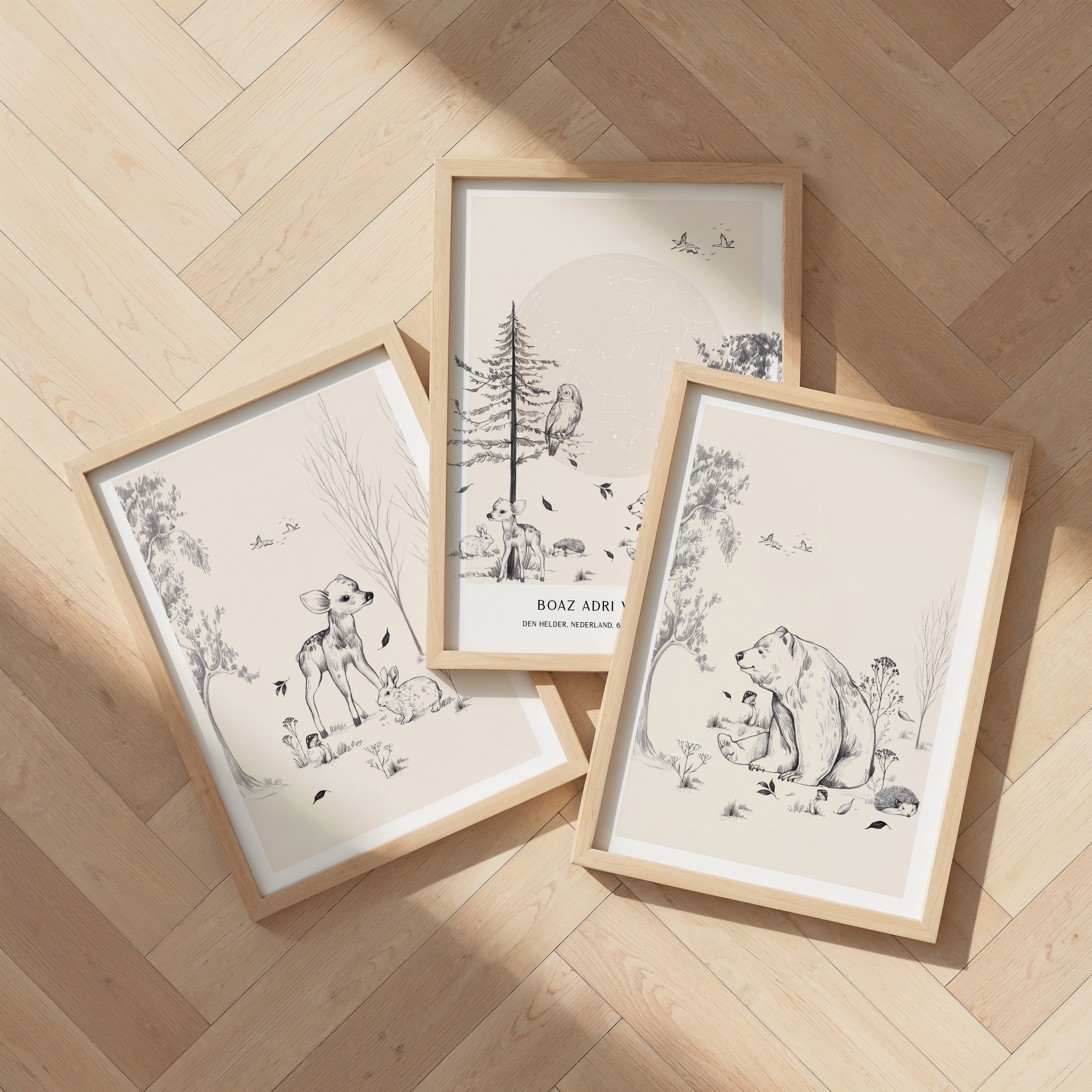Children's room poster - Deer and rabbit in the forest | Into the forest