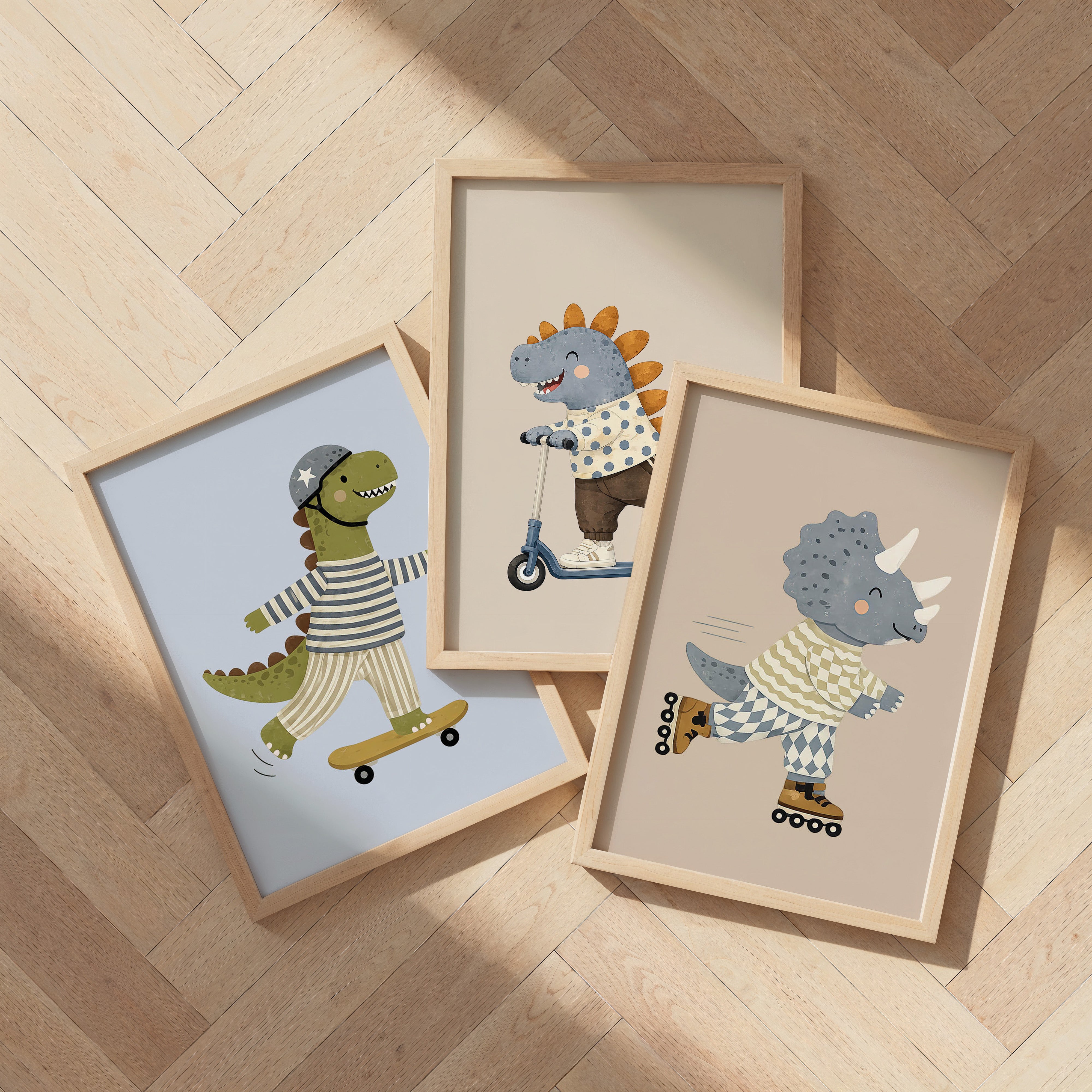 Children's room print - Rollerskate Dinosaur