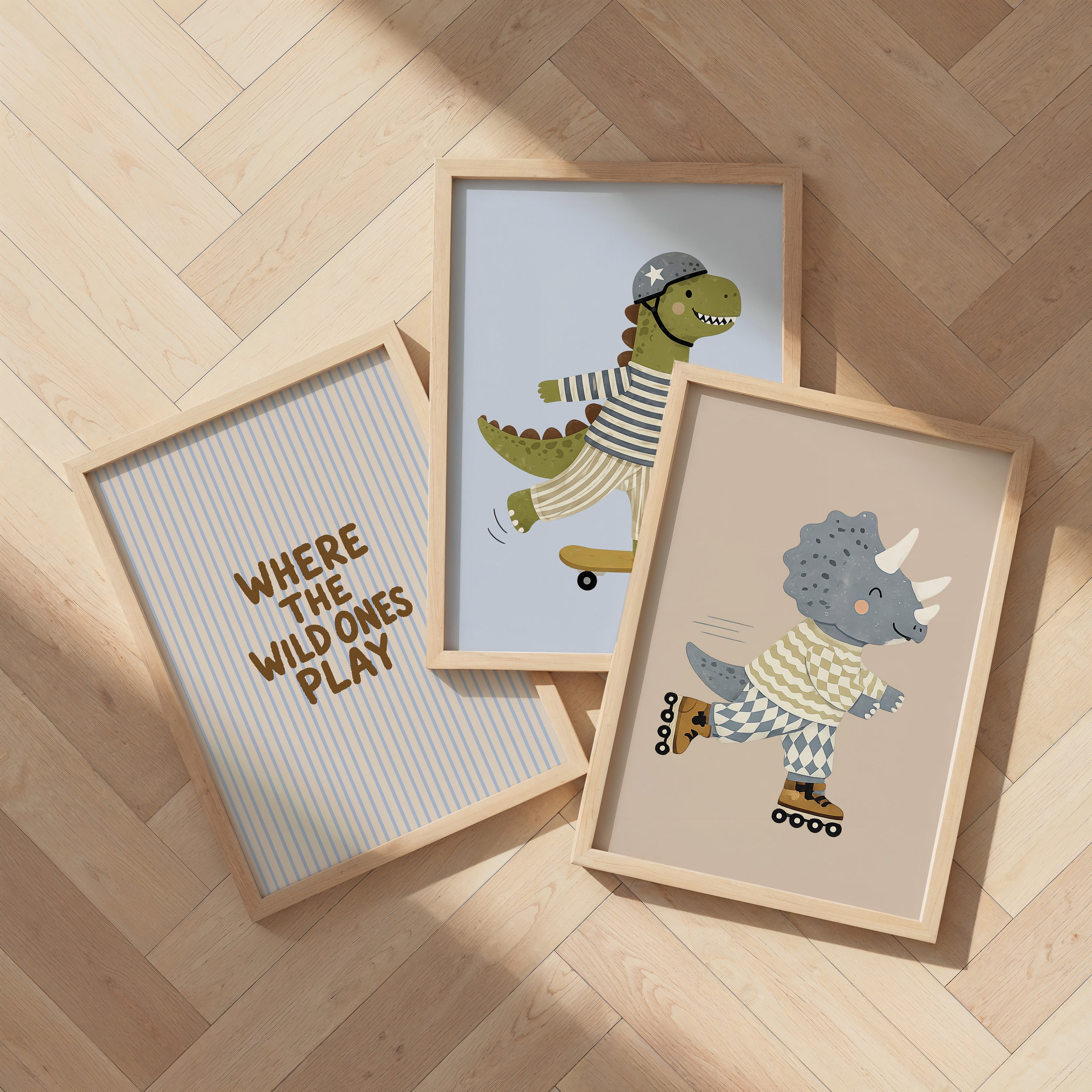 Children's room print - Rollerskate Dinosaur