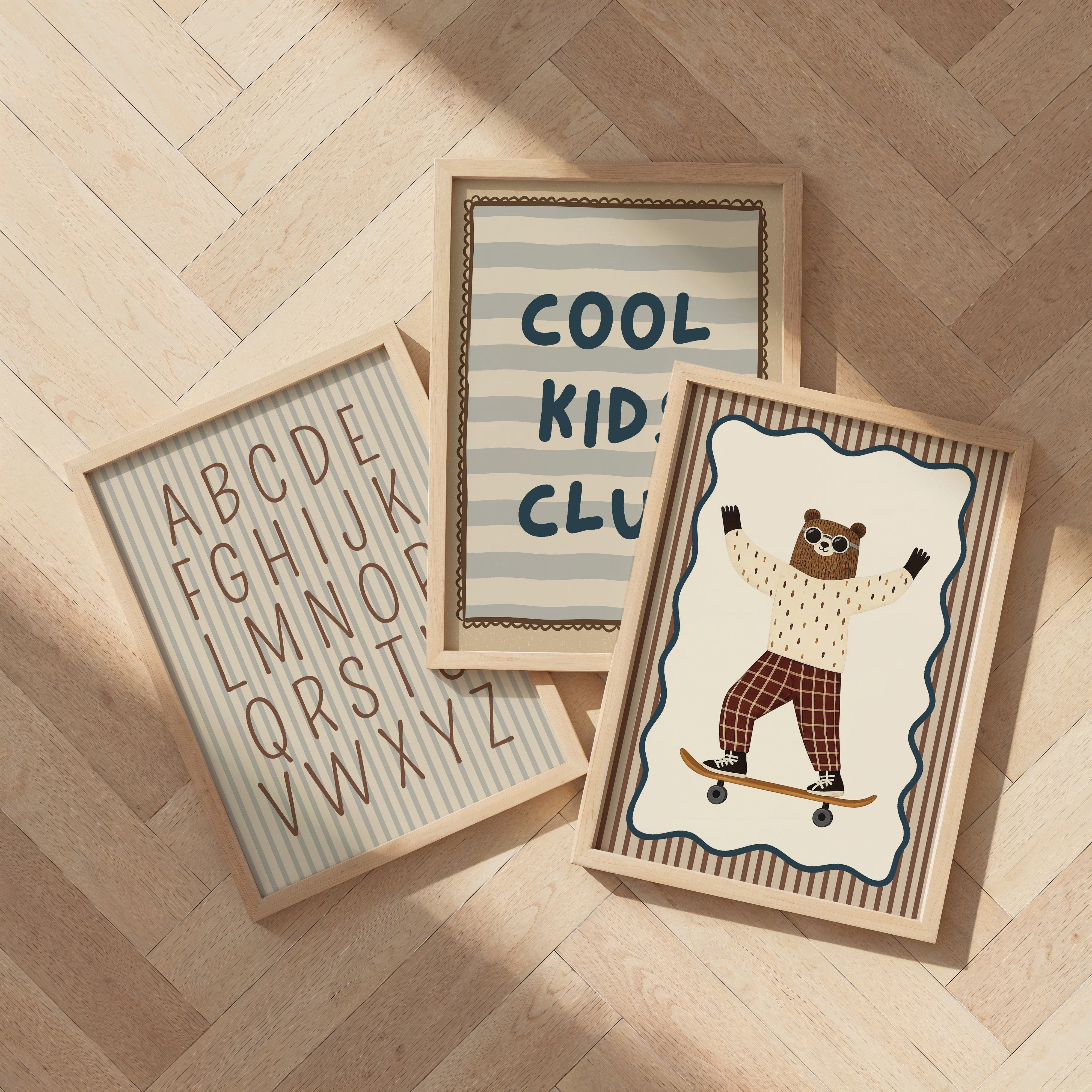 Kinderkamer print - Stoere beer op skateboard