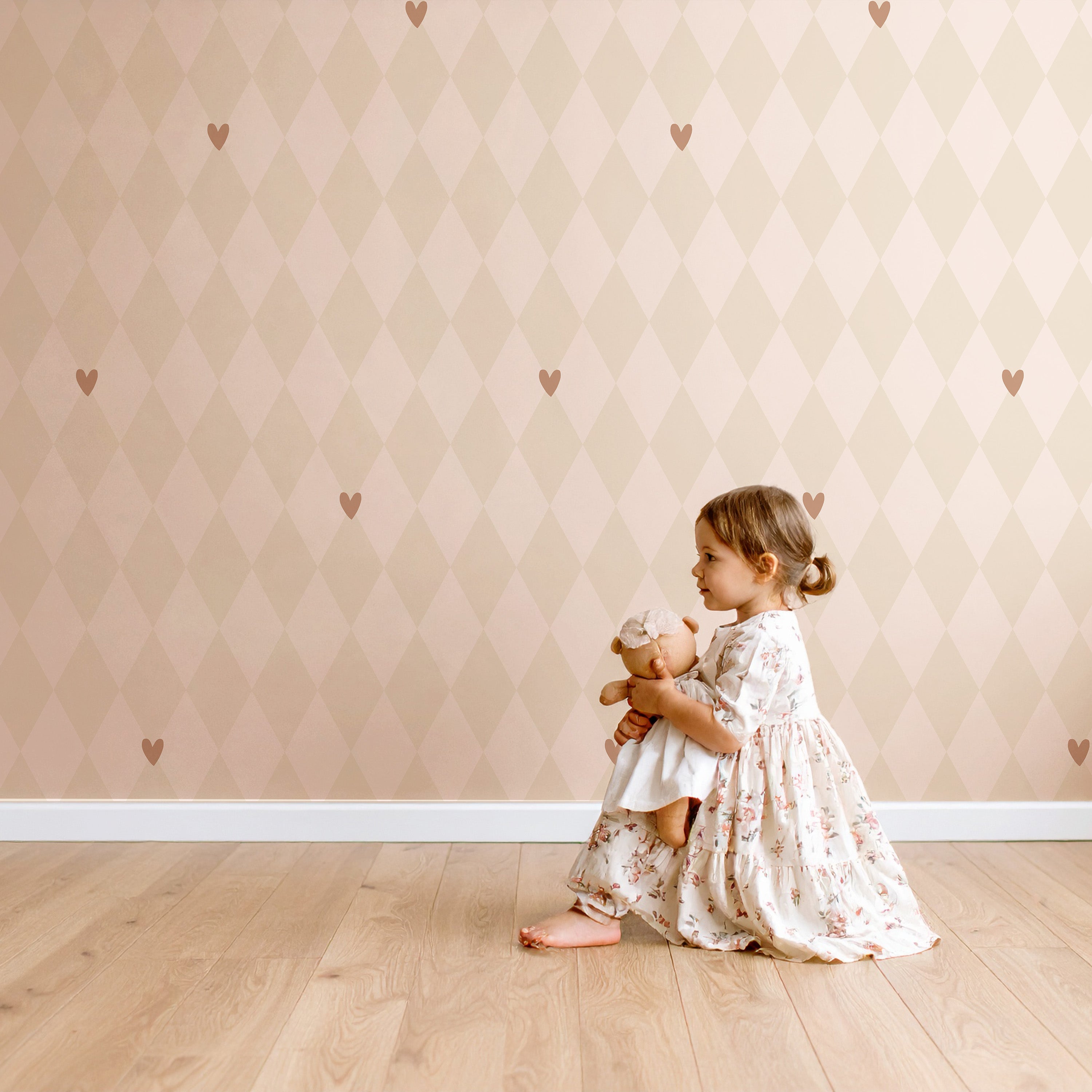Behang Wiebertje - beige | hearts