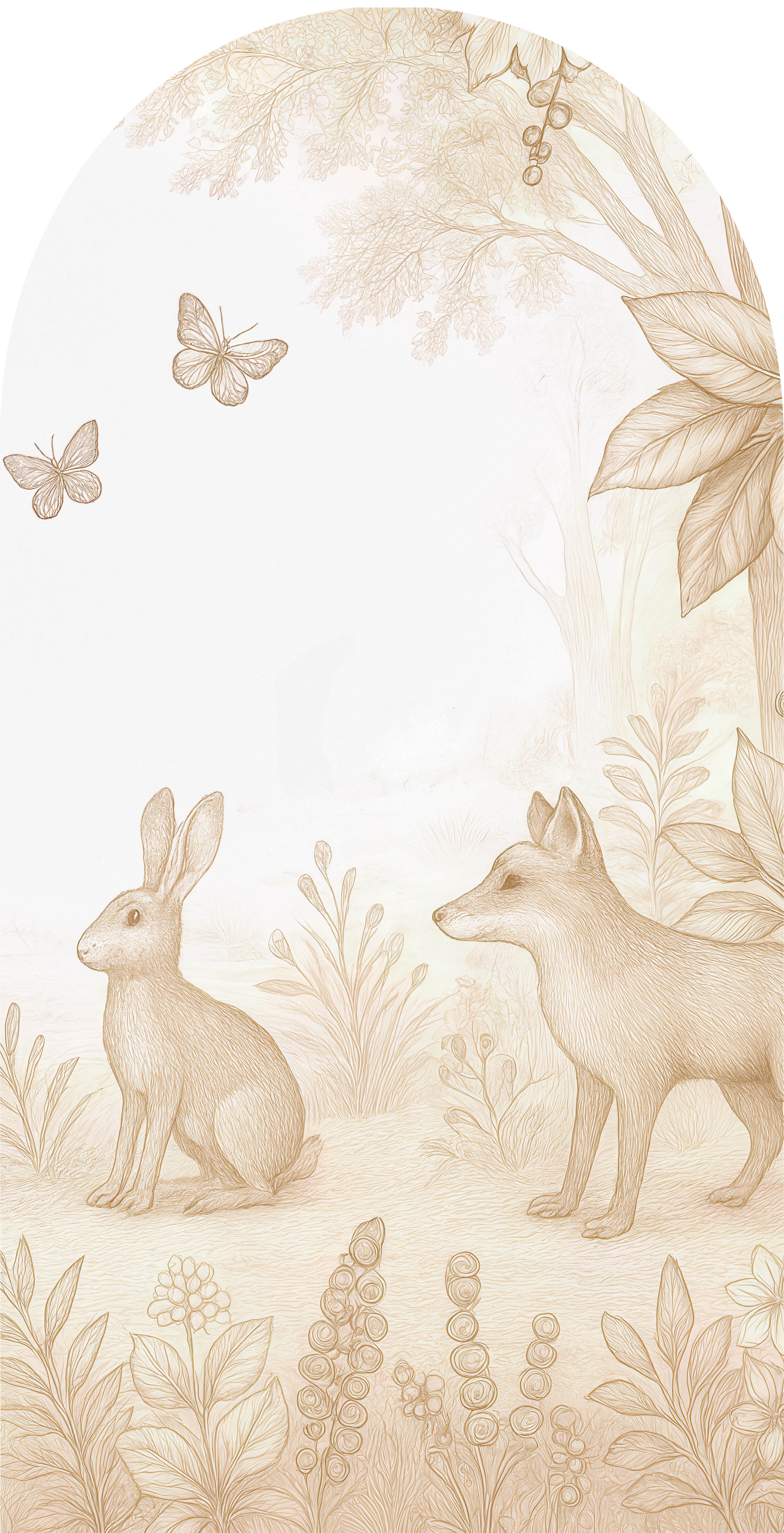 Behangboog - Bosdieren | konijn en vos