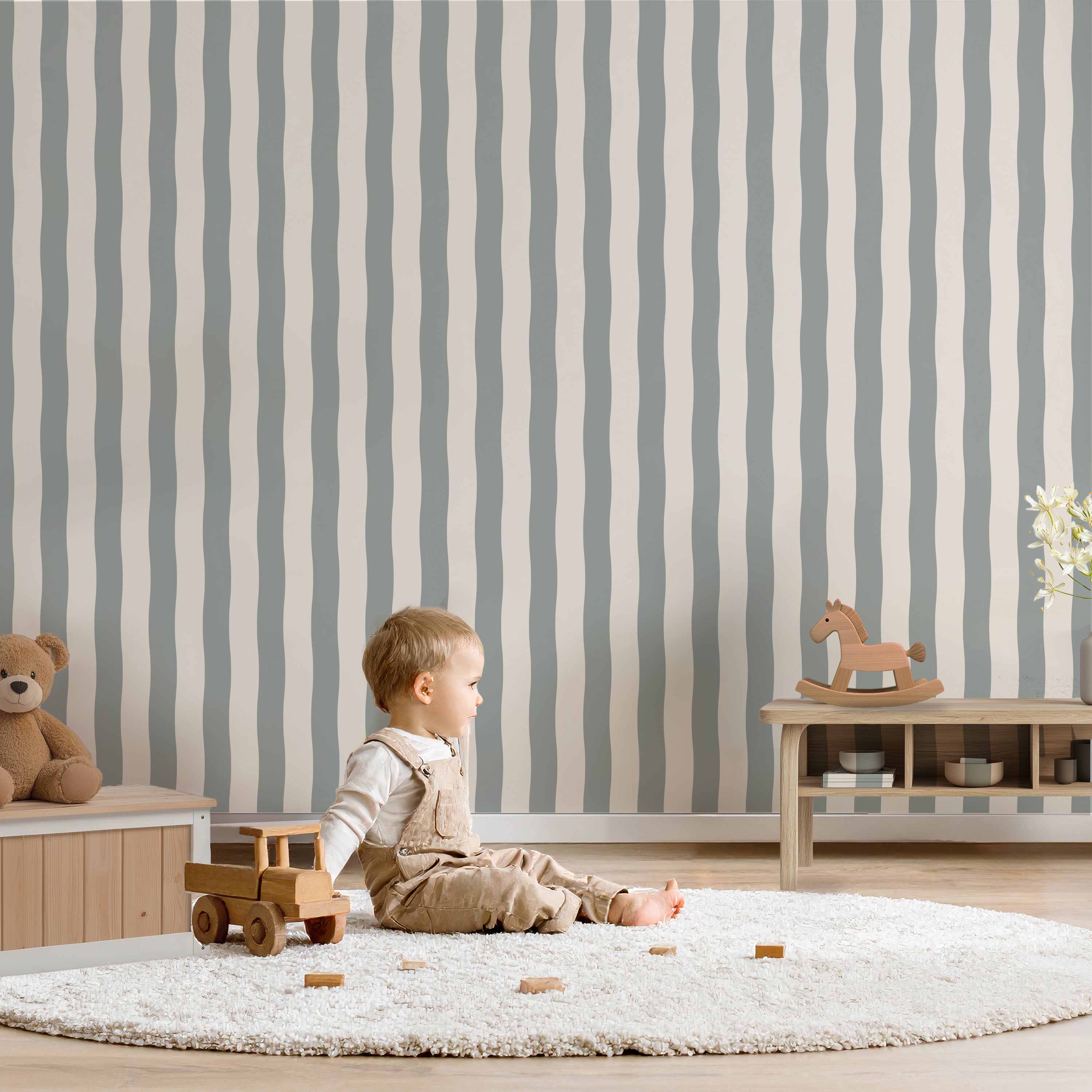 Behang Wavy Stripes – Vintage Green