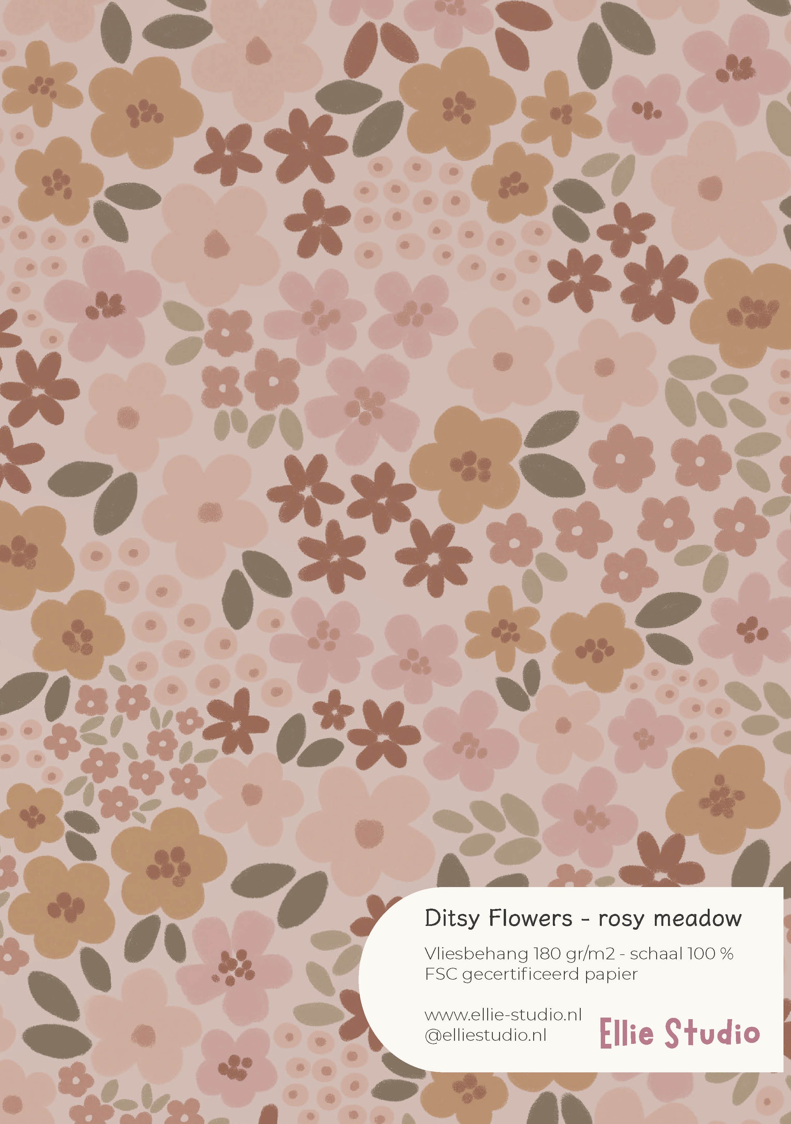 Behangstaal Ditsy Flowers - rosy meadow