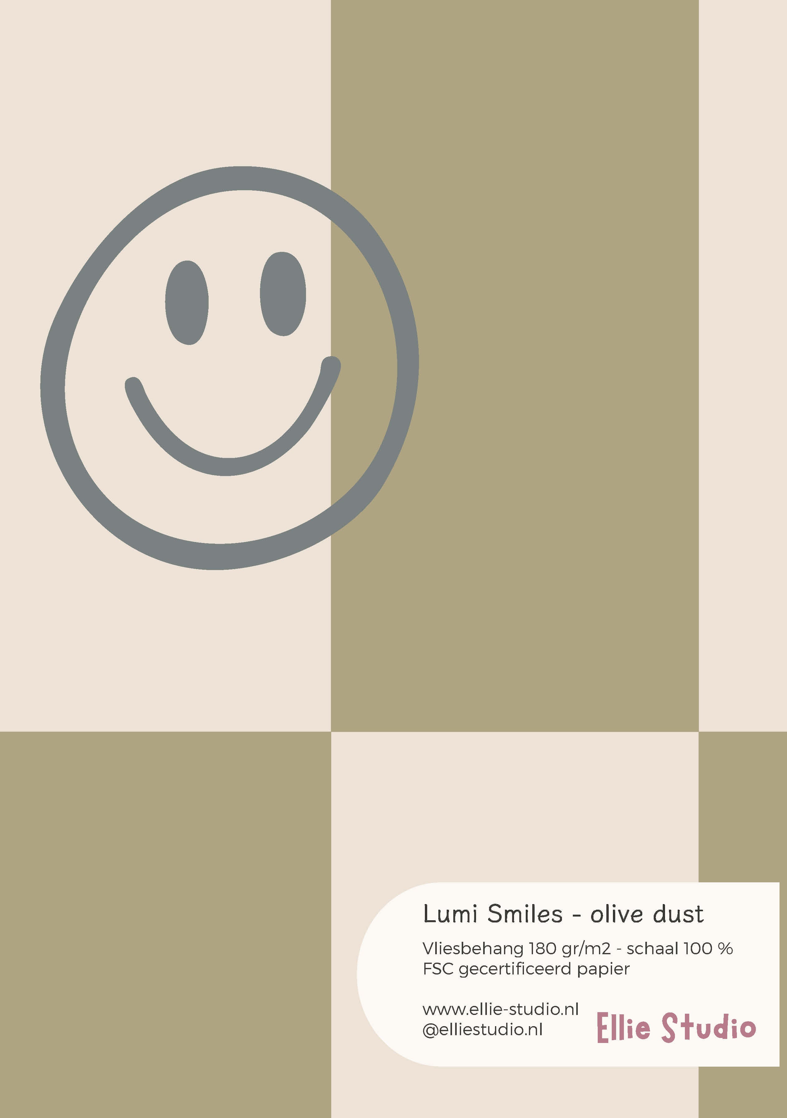 Wallpaper sample Lumi Smiles - olive dust