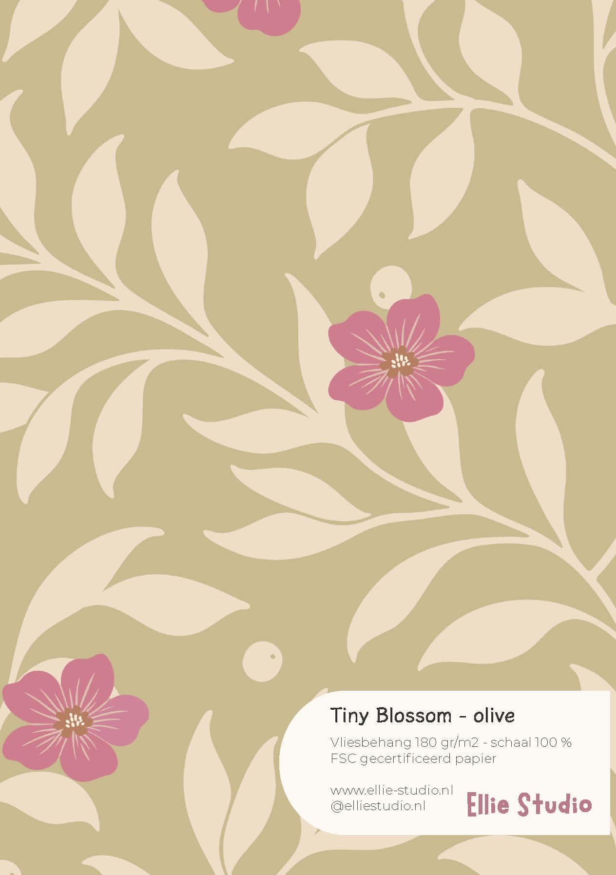 Wallpaper sample Tiny Blossom - olive