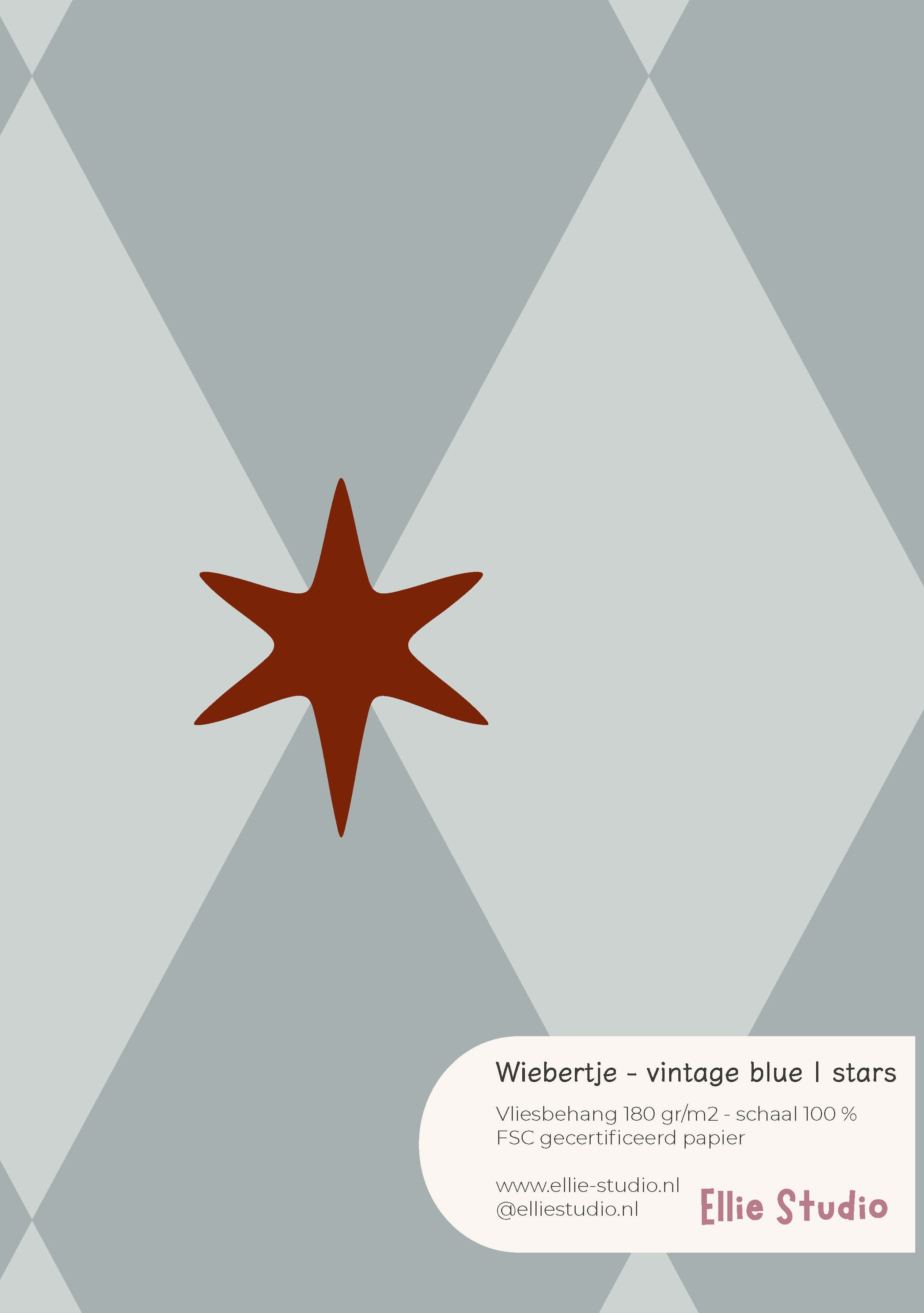 Wallpaper sample Wiebertje - vintage blue | stars
