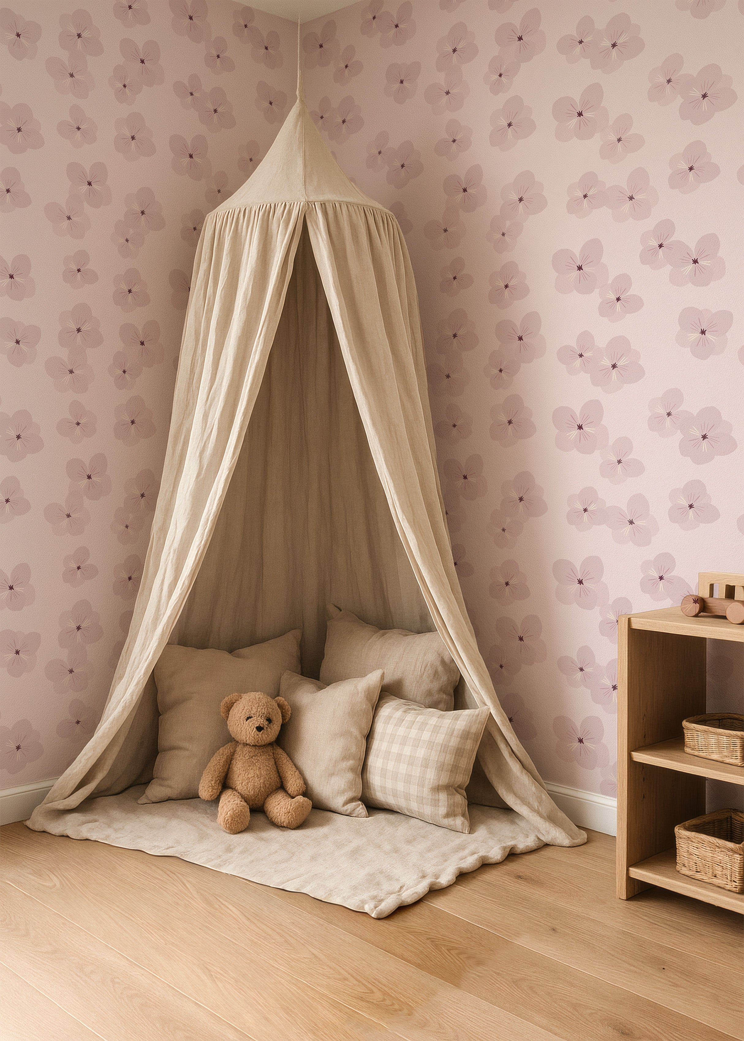 Behang Soft Bloom - powder lila