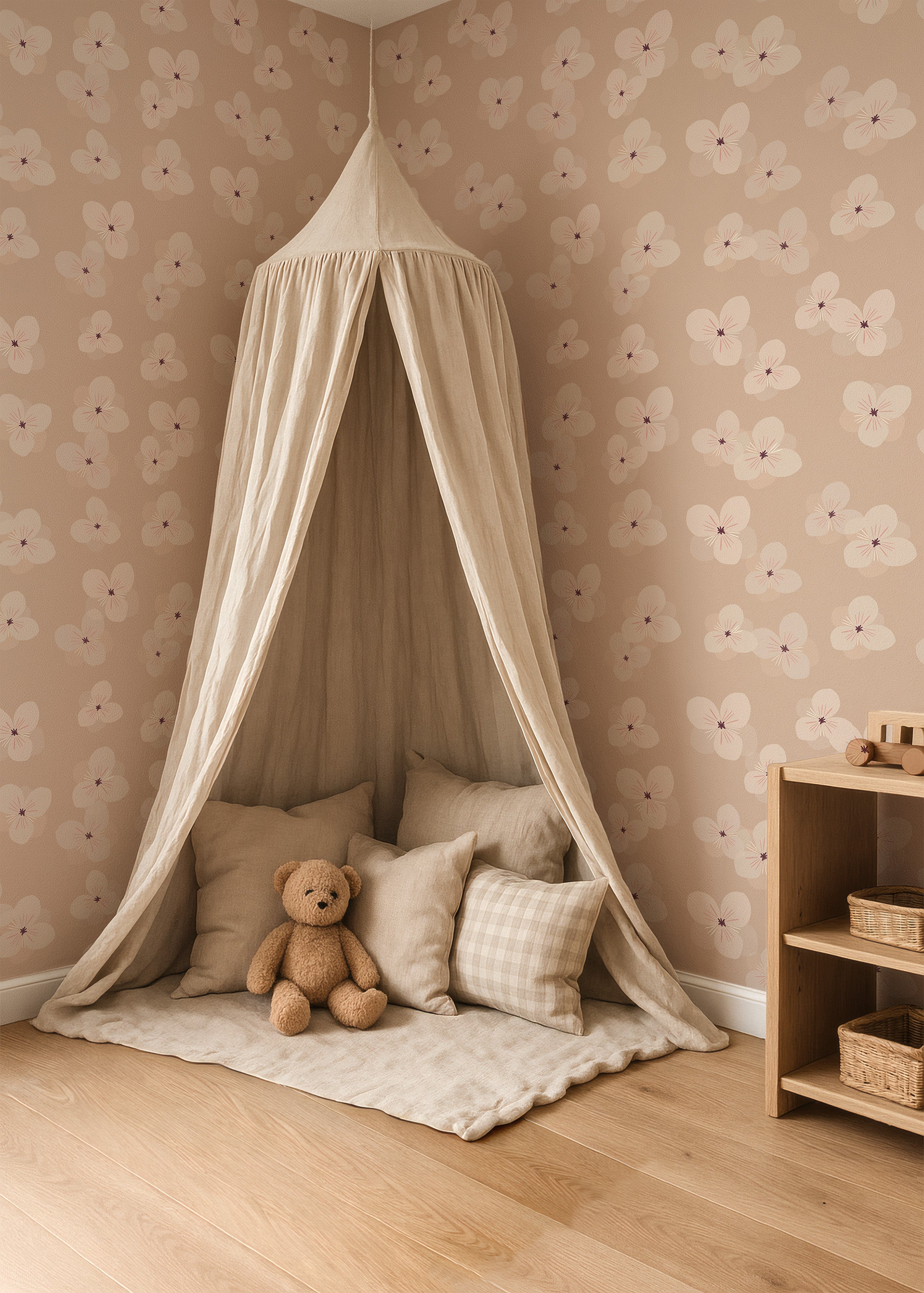 Behang Soft Bloom - warm beige