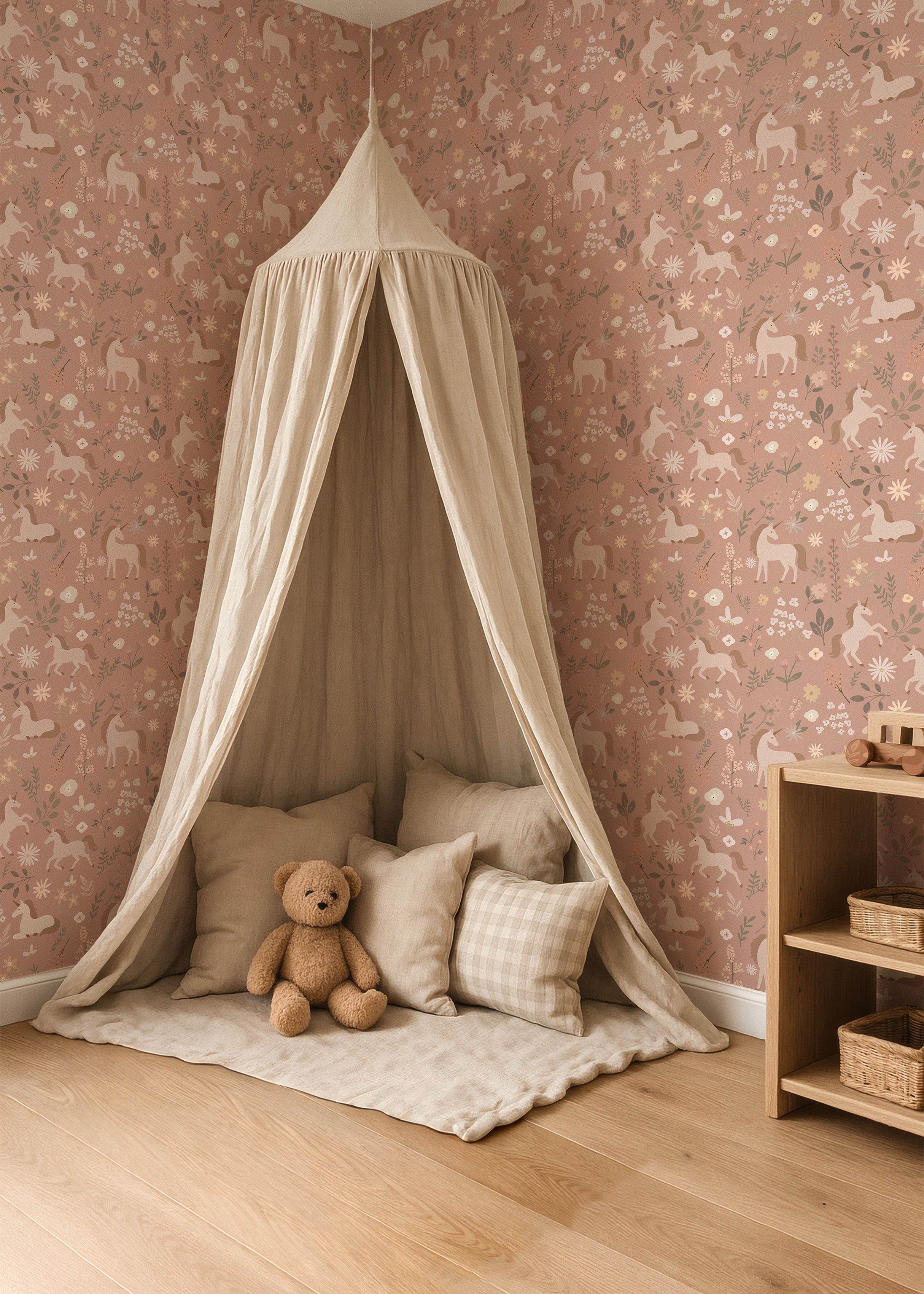 Behang Unicorns - terra blush
