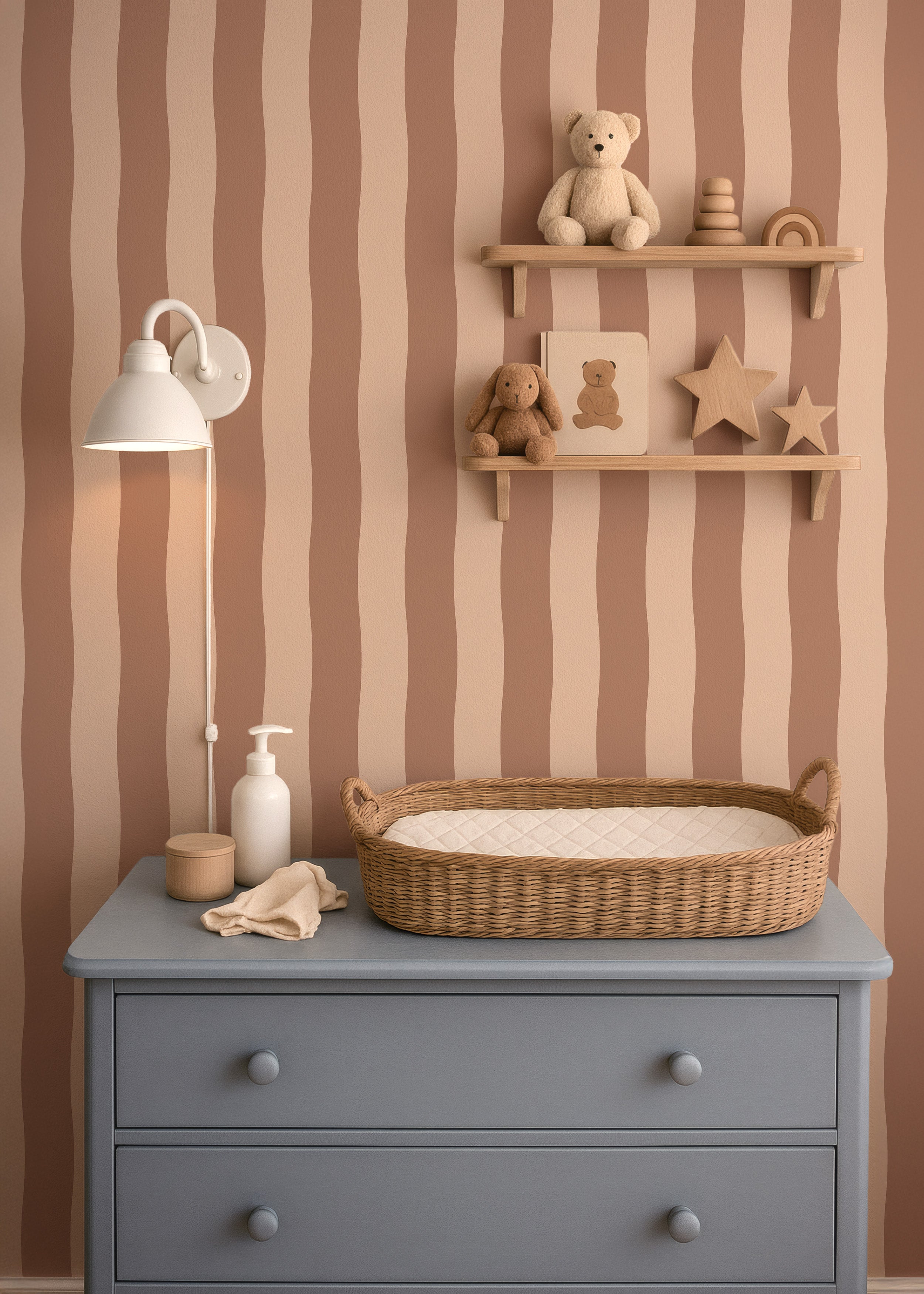 Behang Wavy Stripes - biscuit
