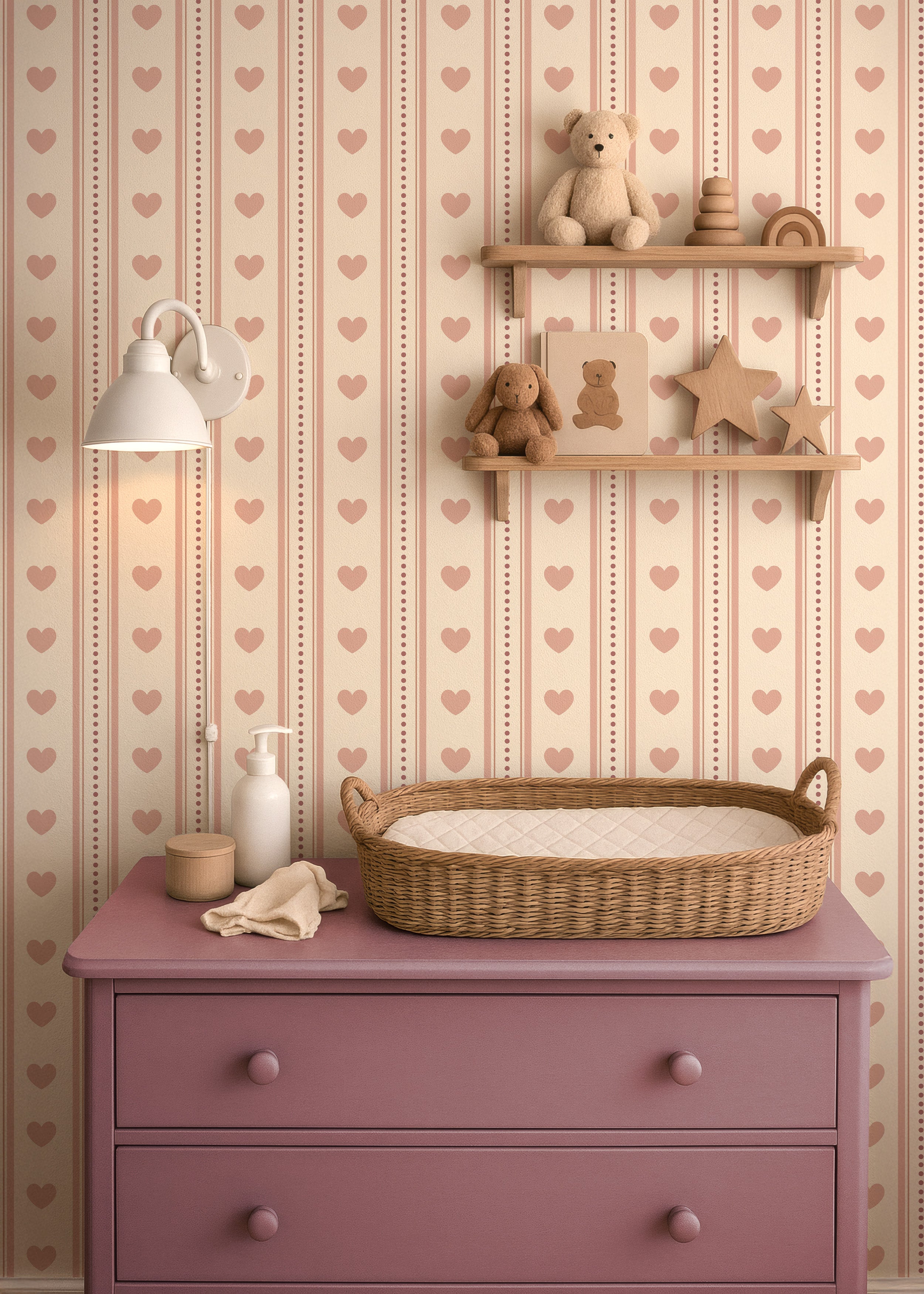 Behang Vintage Hearts