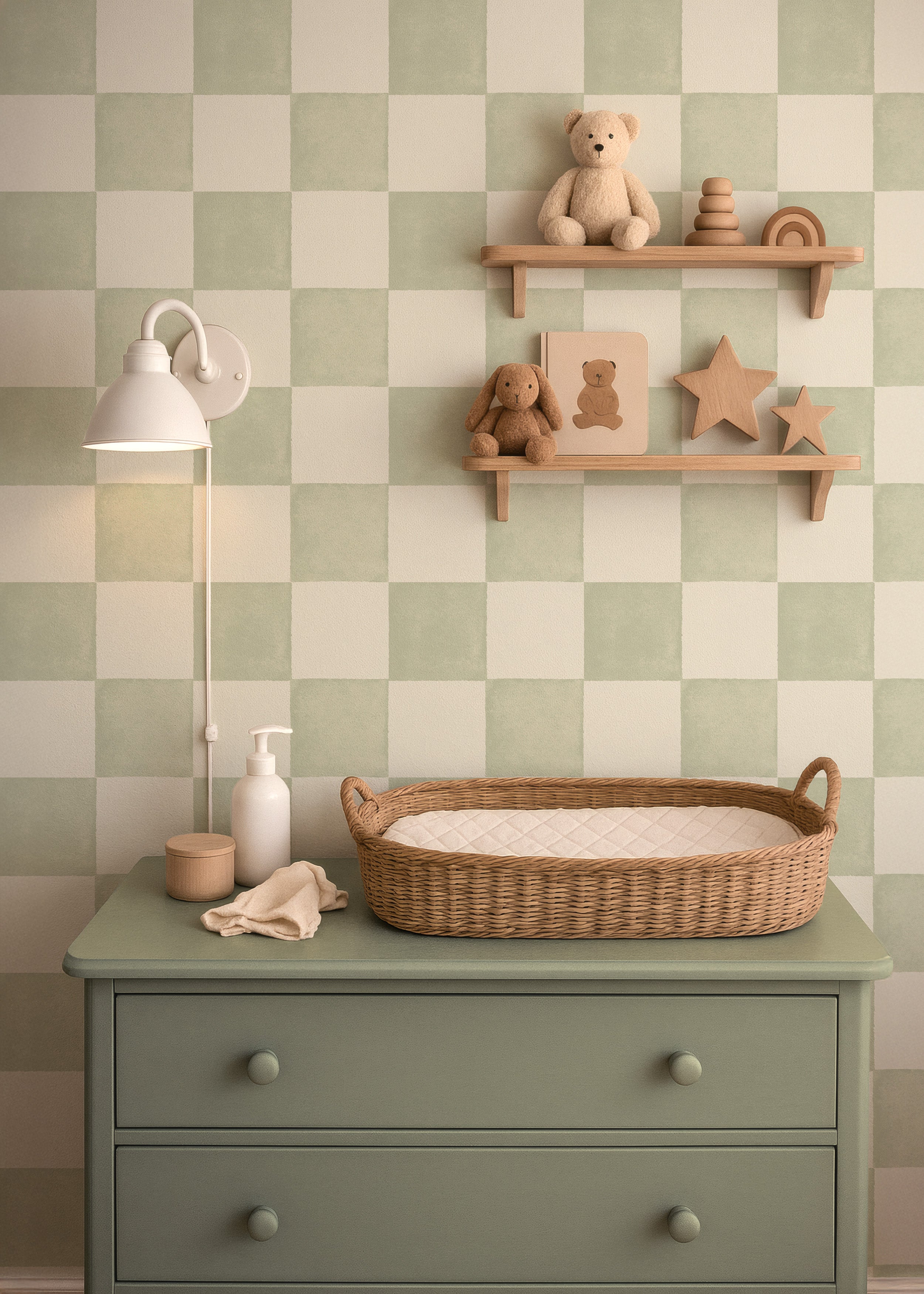 Behang Ruitje Ruitje - sage