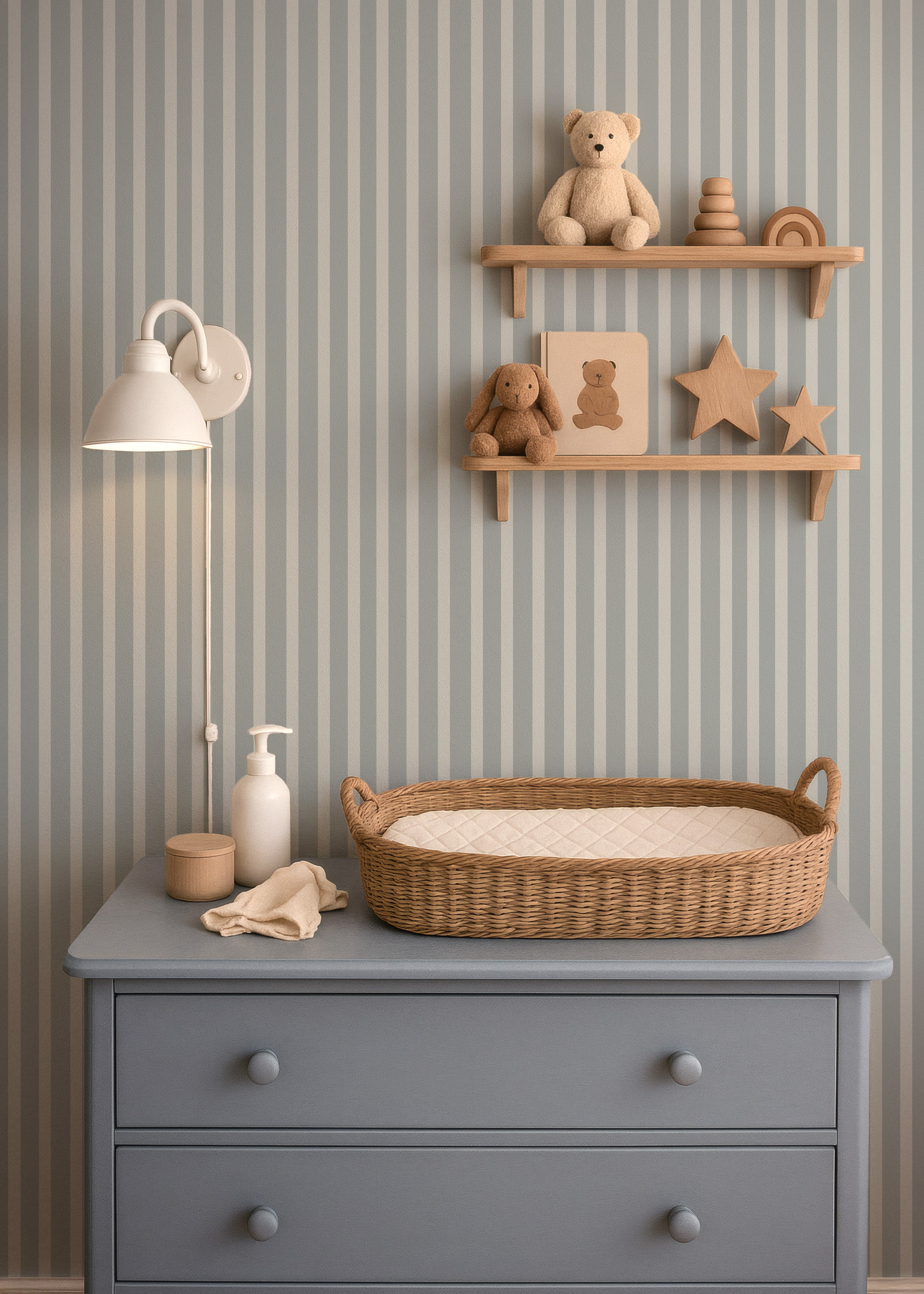 Wallpaper Stripes - vintage blue