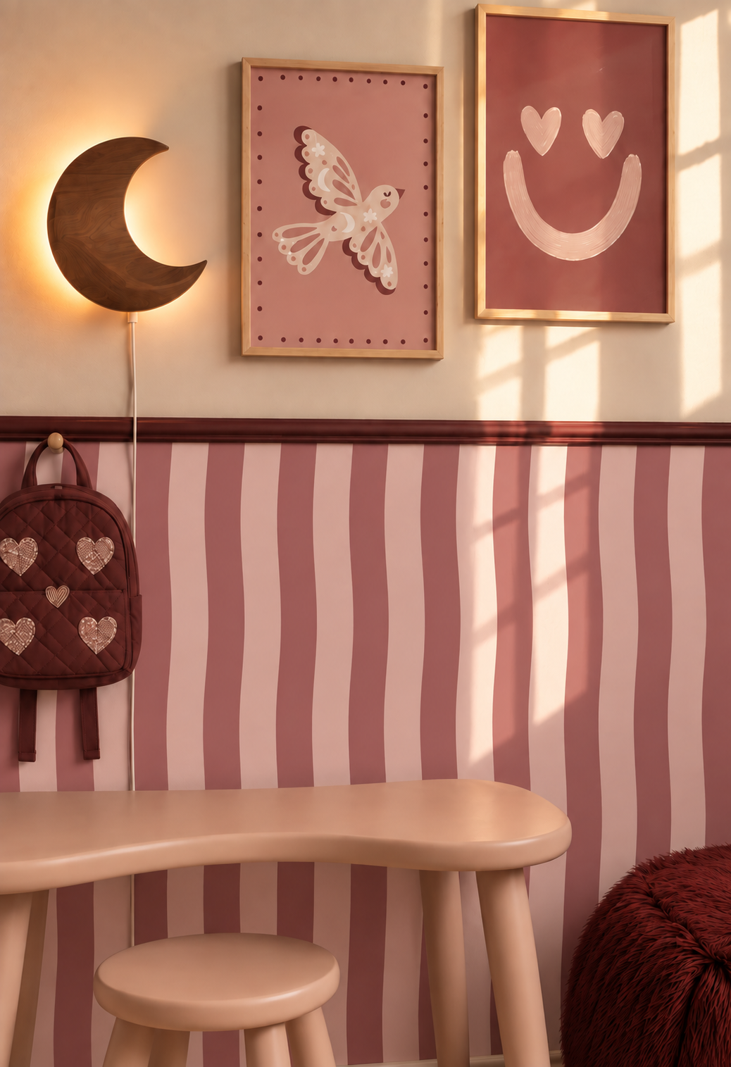 Wallpaper Wavy Stripes - rosewood