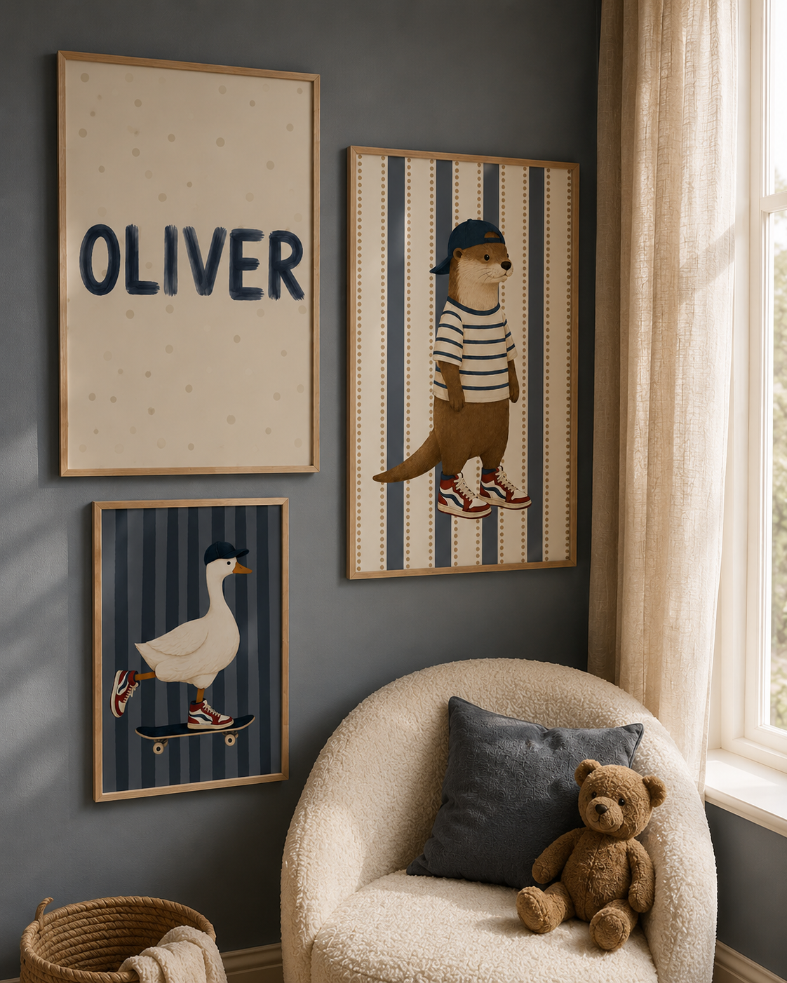 Naamposter Stippenpret - navy