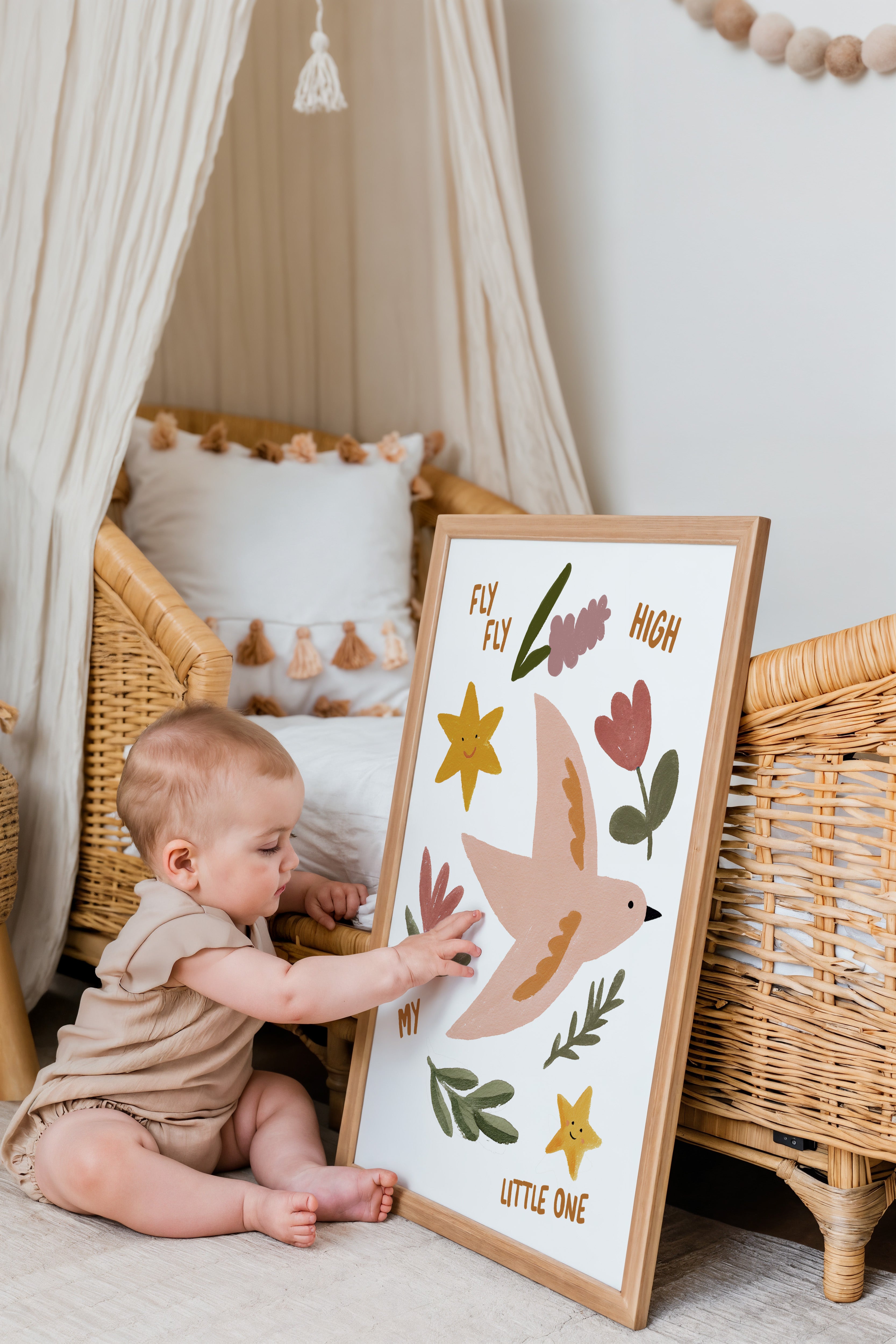 Kinderkamer print - Vogel “Fly Fly High My Little One”