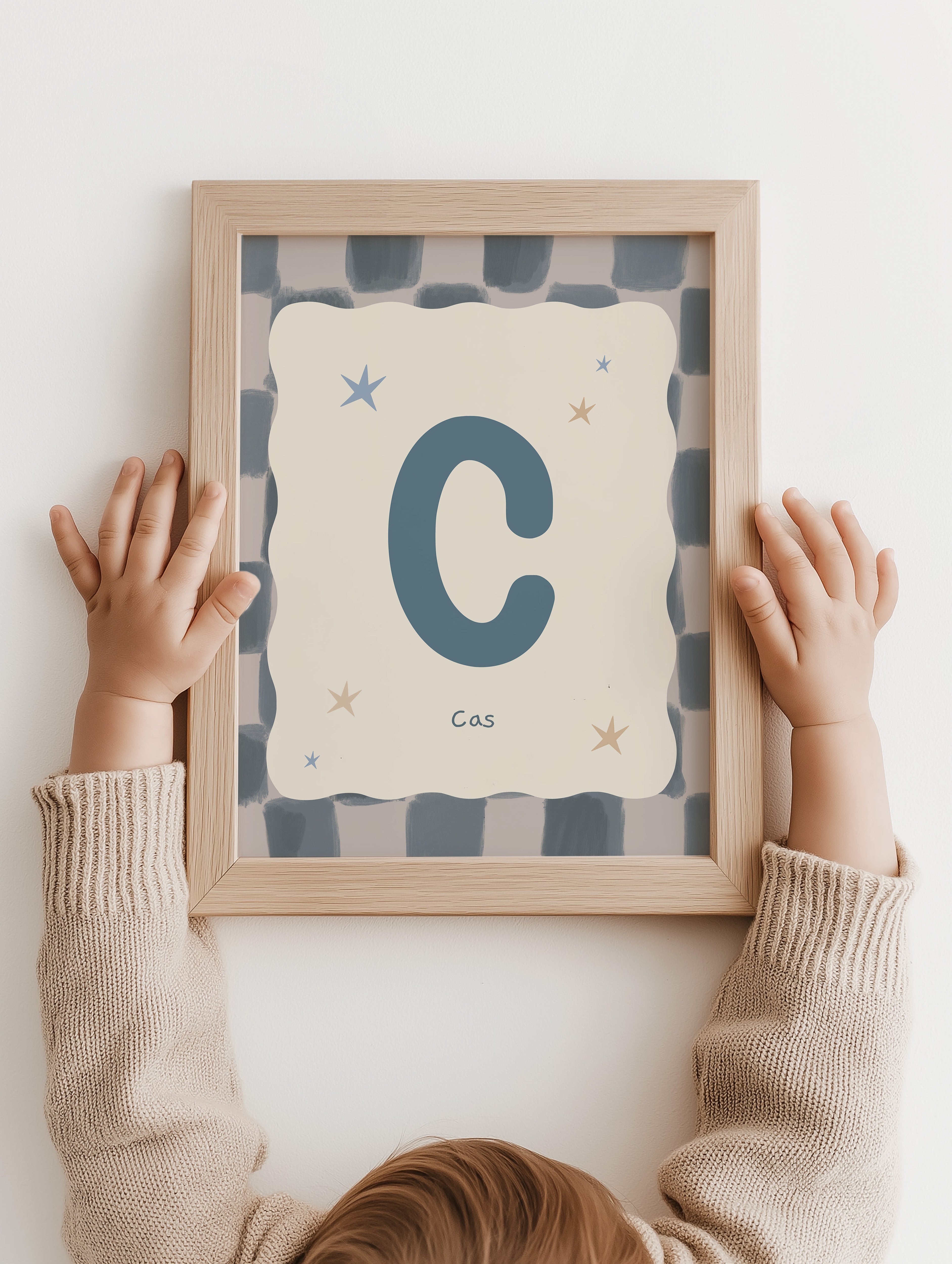 Geboorteposter Ruitjes Droom - zachtblauw