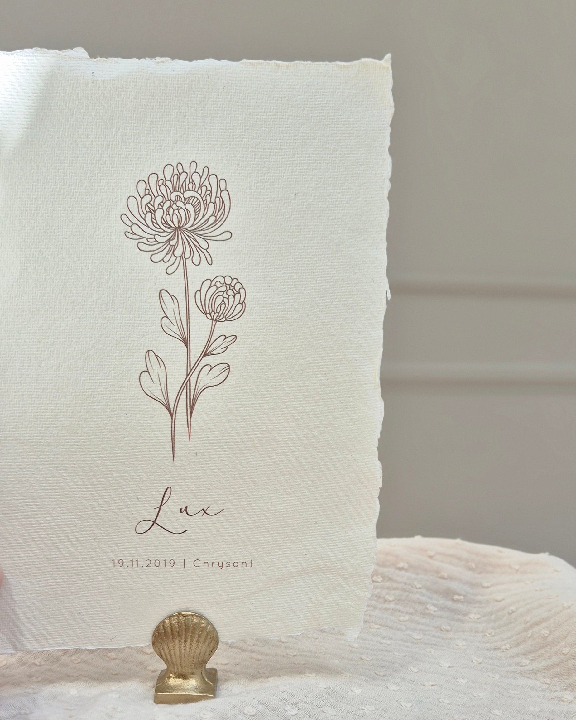 Poster geboortebloem november – Chrysant | Gepersonaliseerd