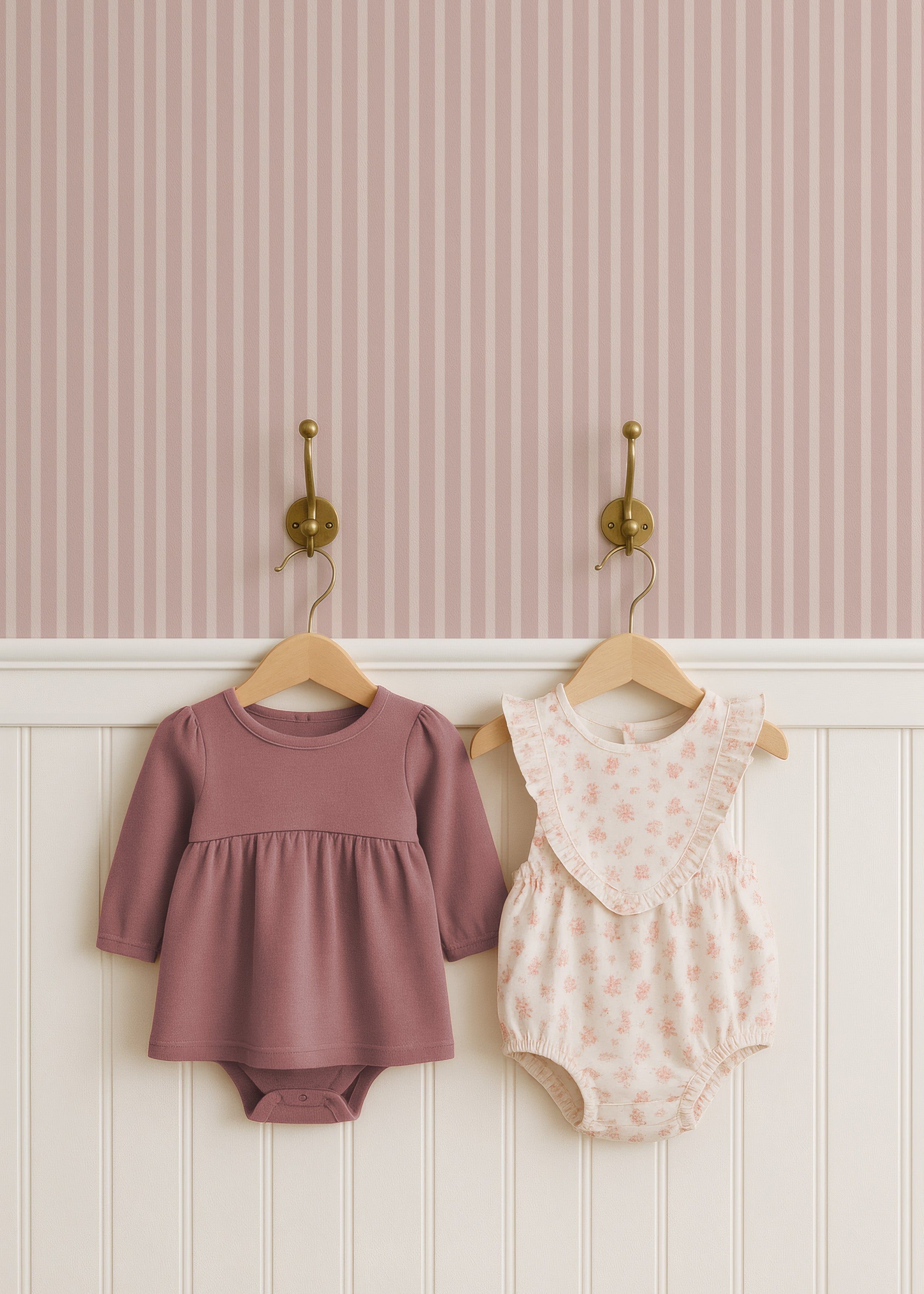 Wallpaper Stripes - old rose