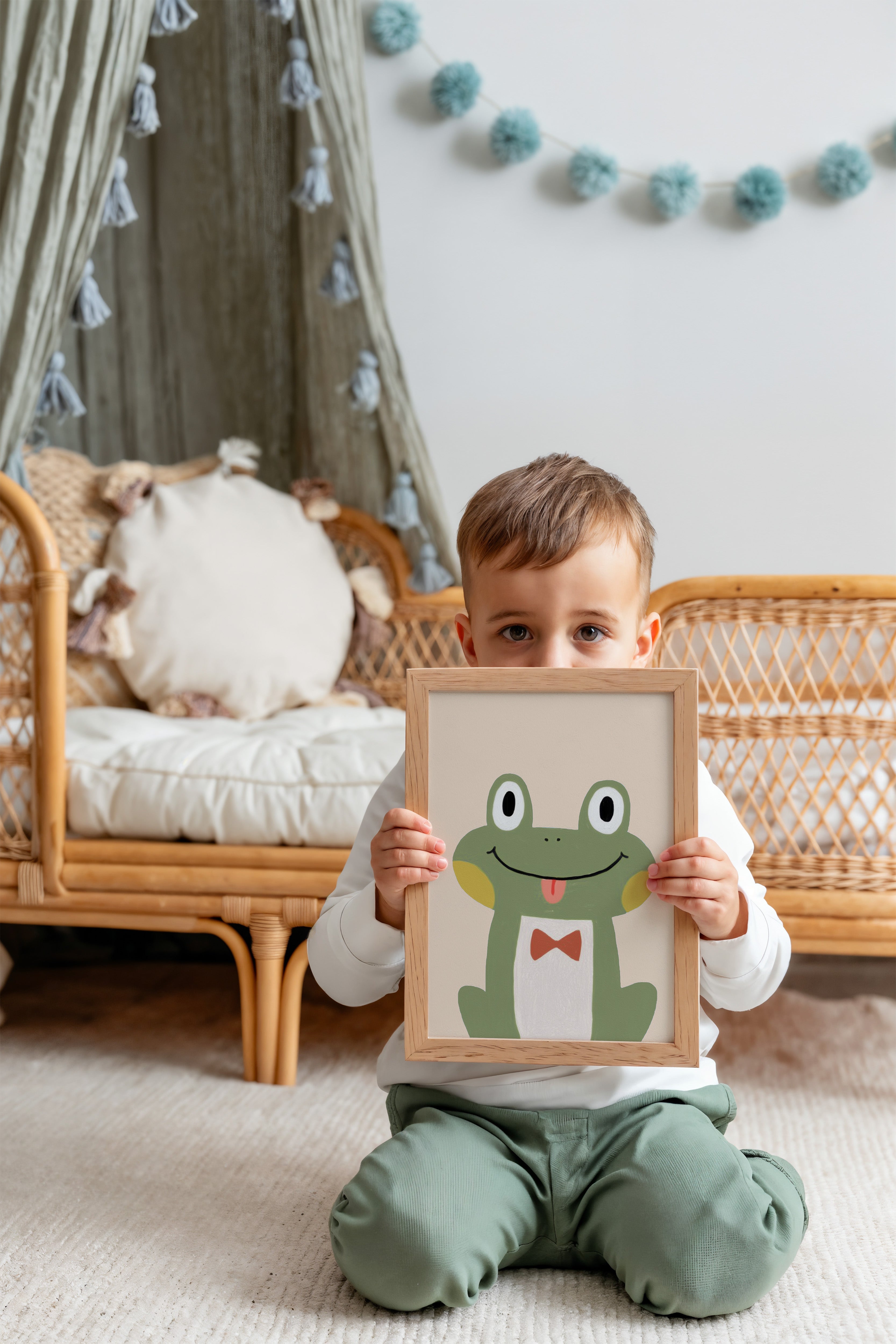 Nursery print - Frog with bow