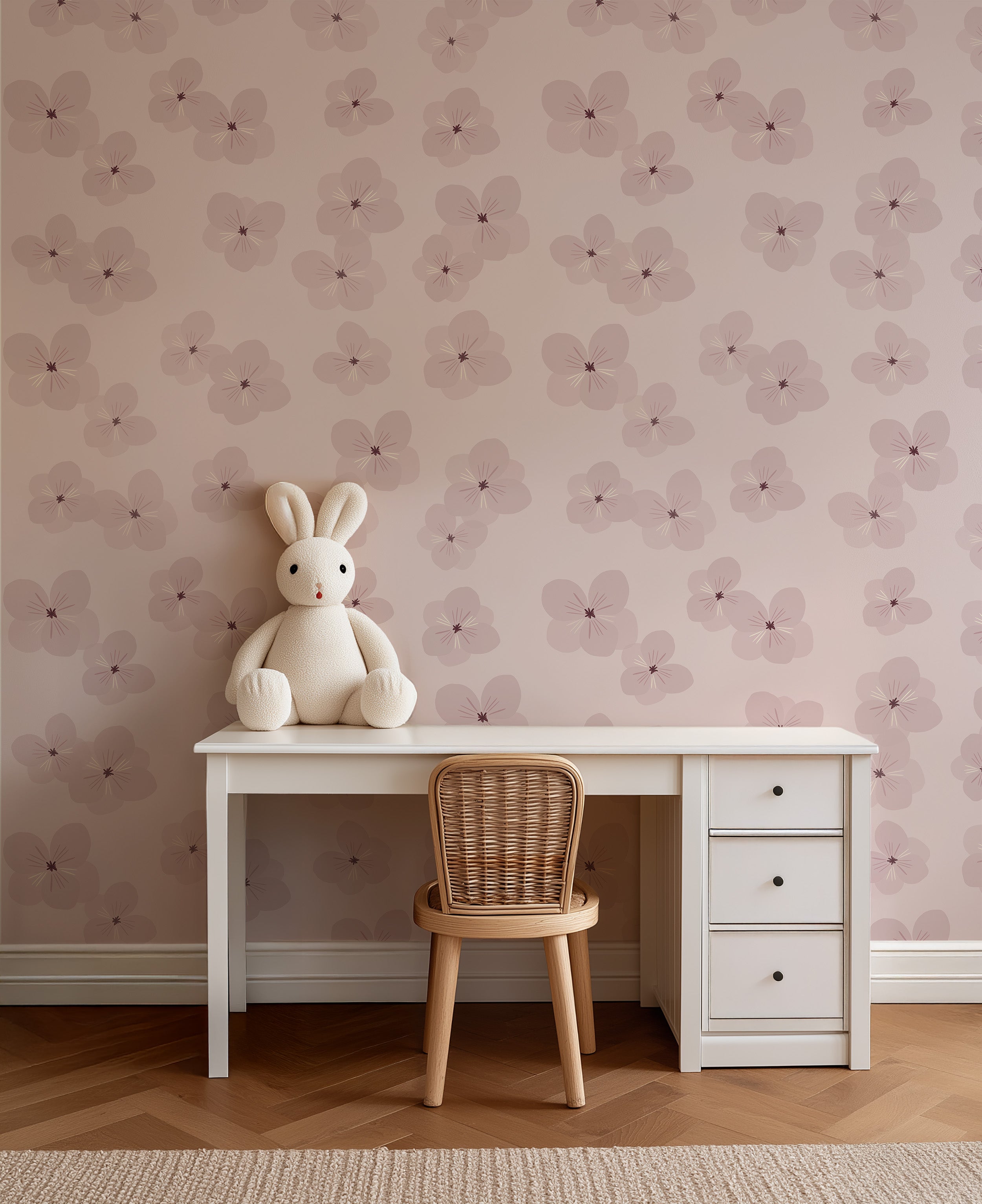 Behang Soft Bloom - powder lila