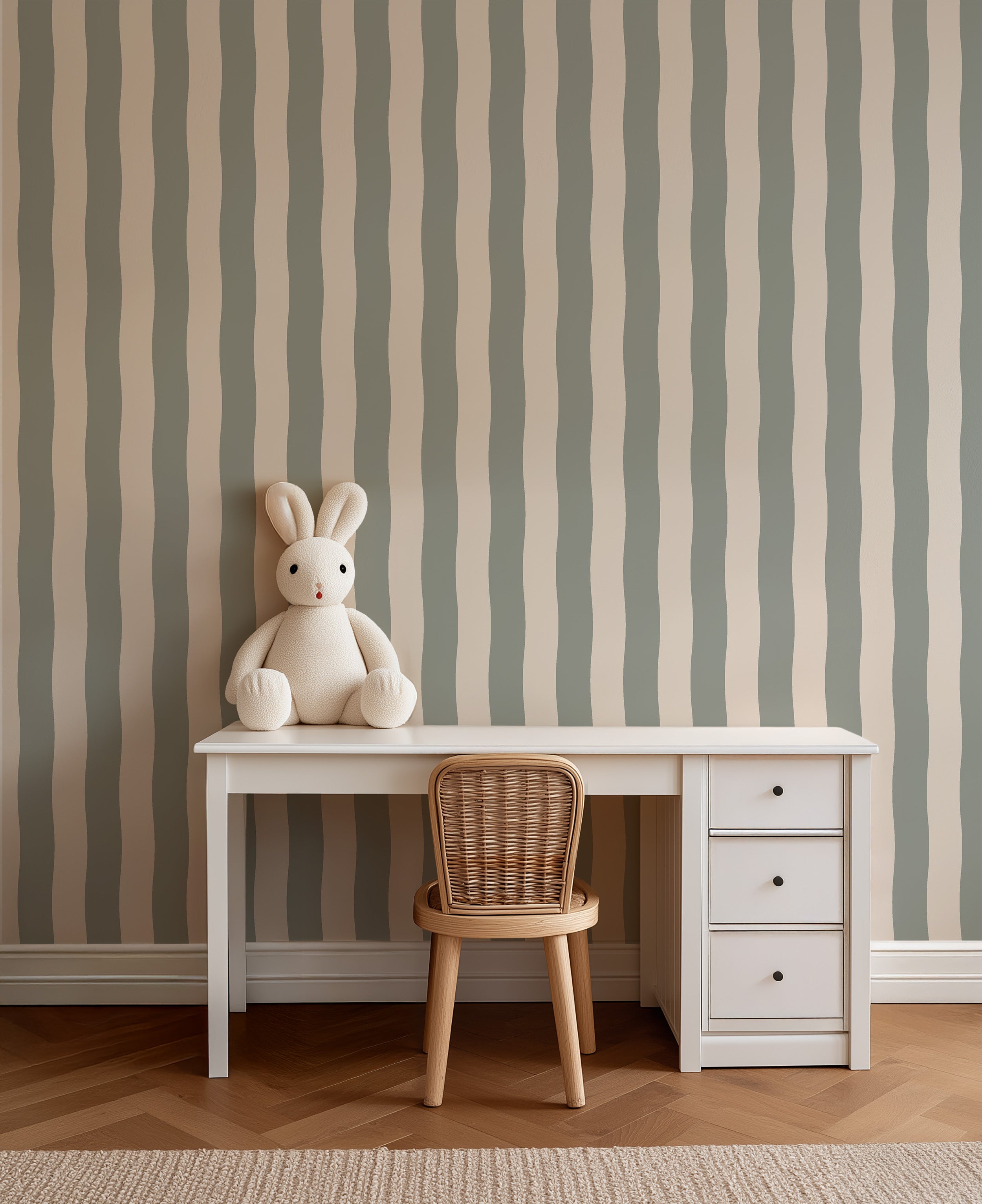 Behang Wavy Stripes – vintage green
