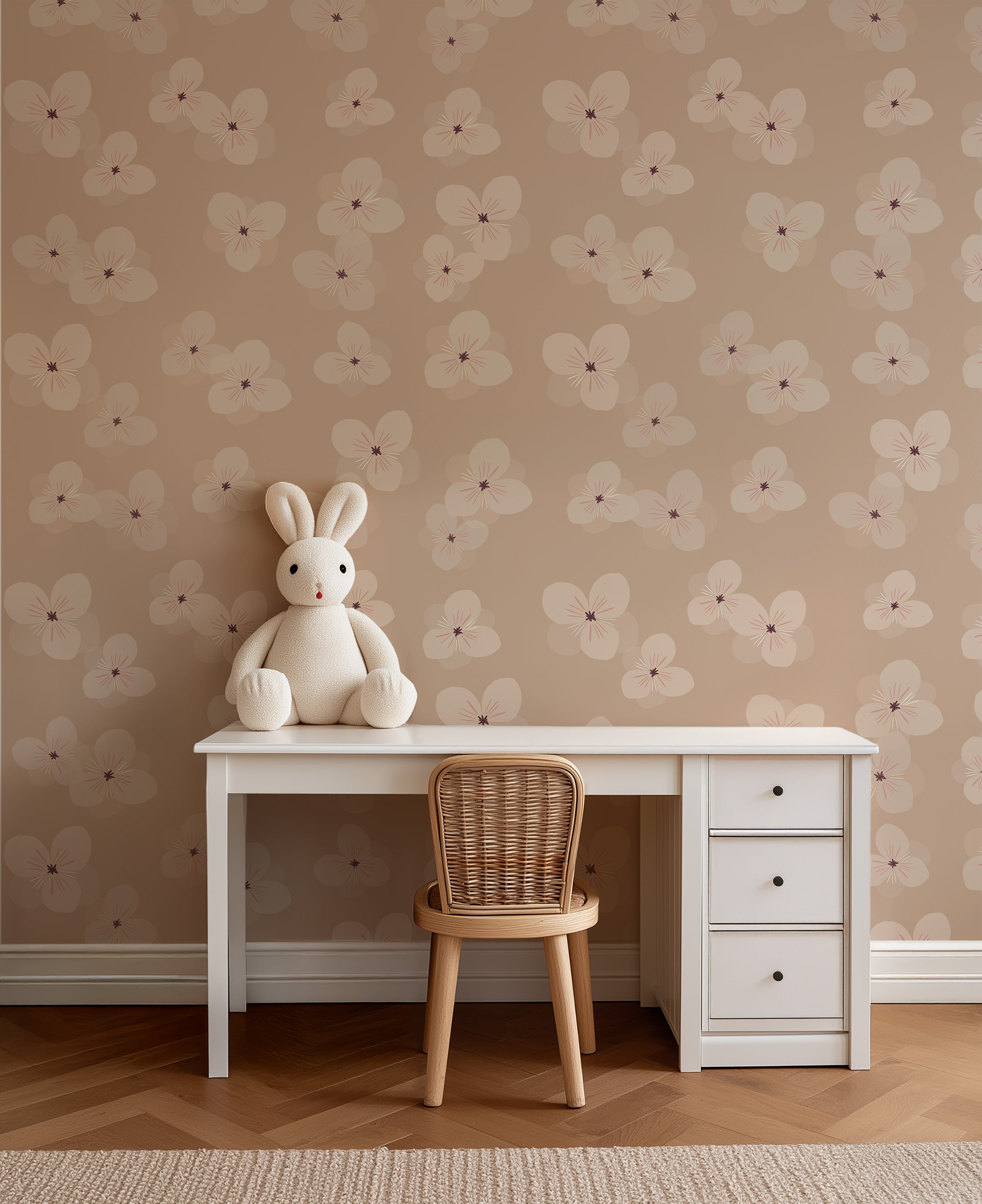 Behang Soft Bloom - warm beige