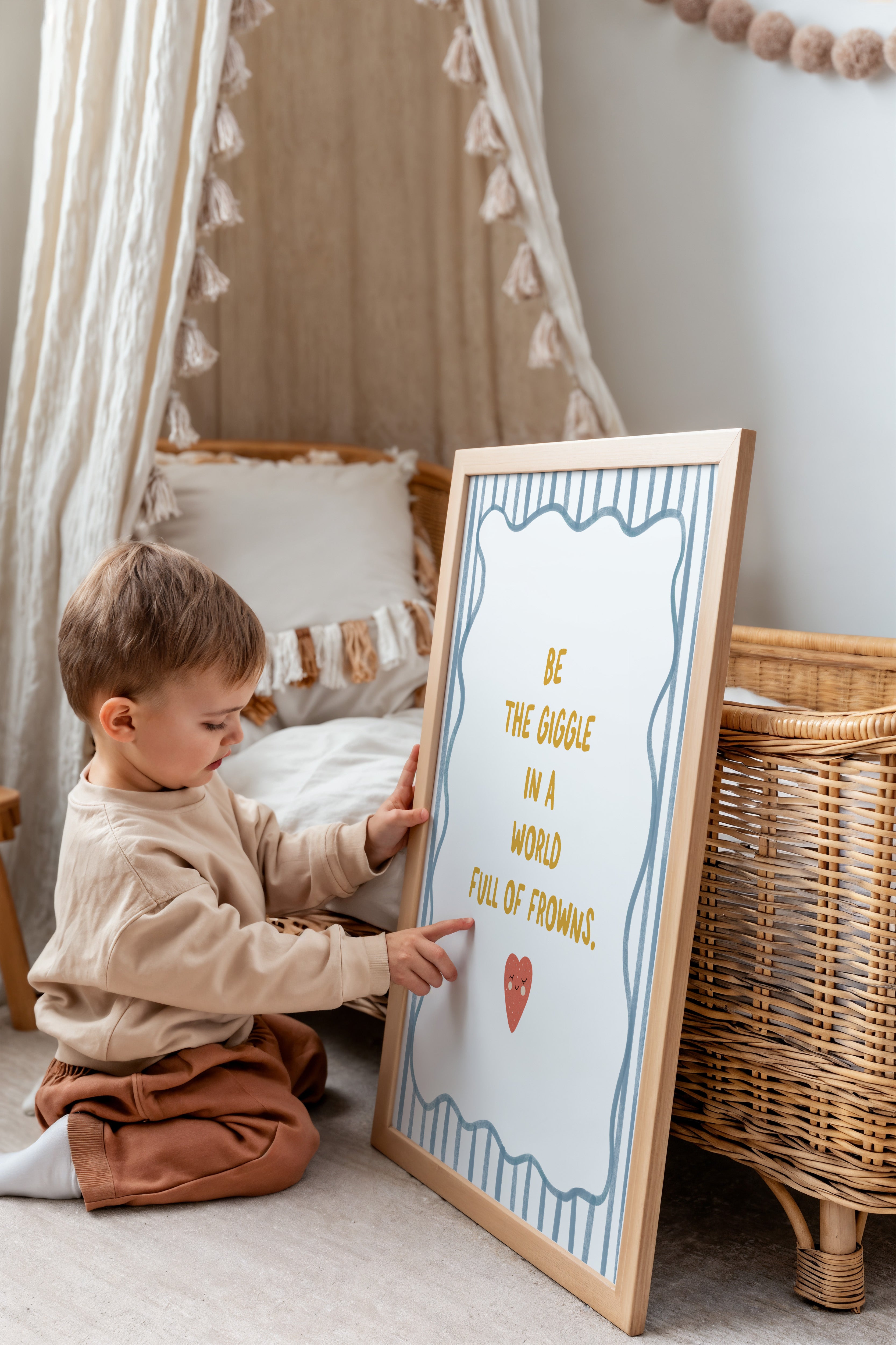 Nursery print - Be The Giggle - blue