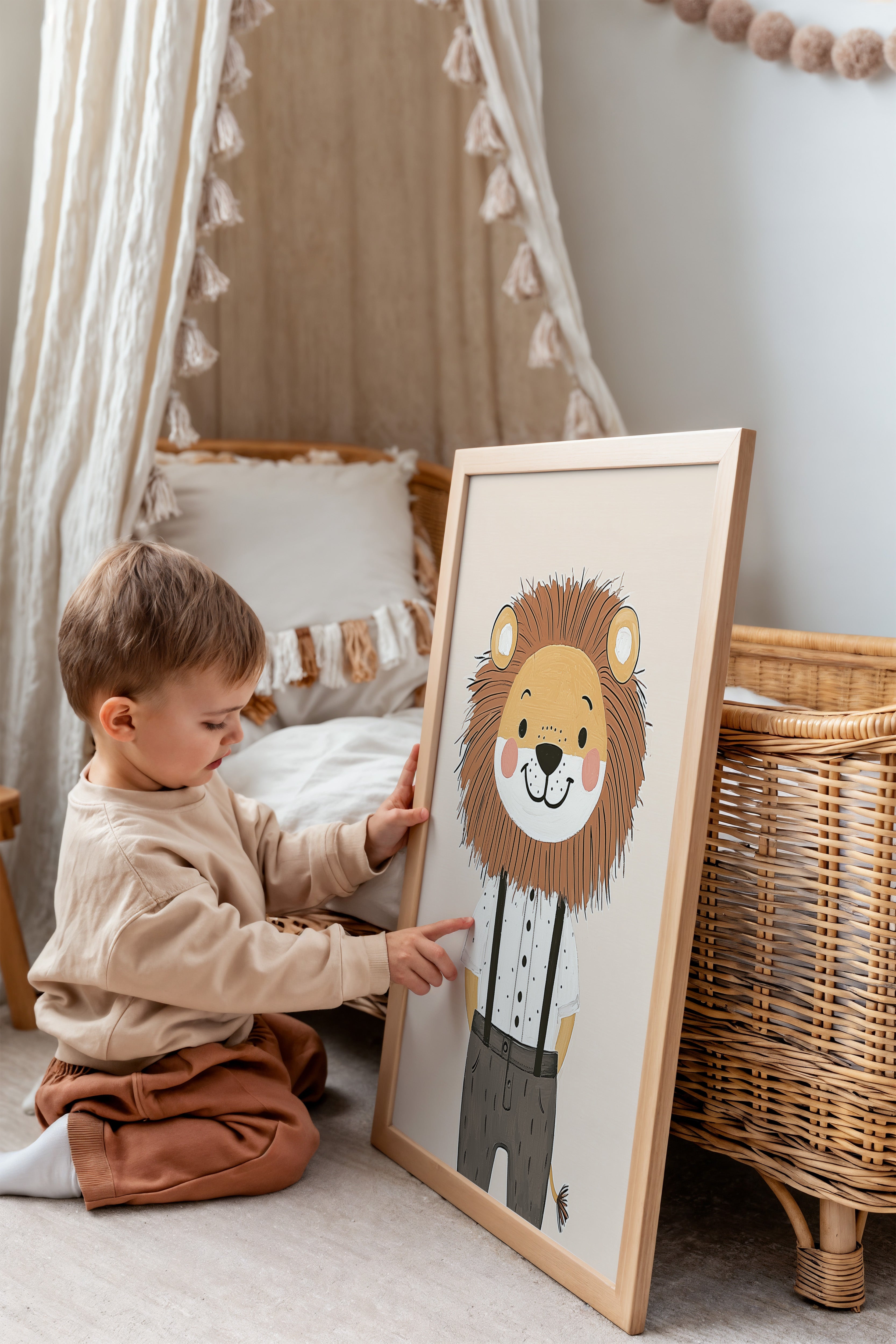 Kinderkamer print - Leeuw in Outfit