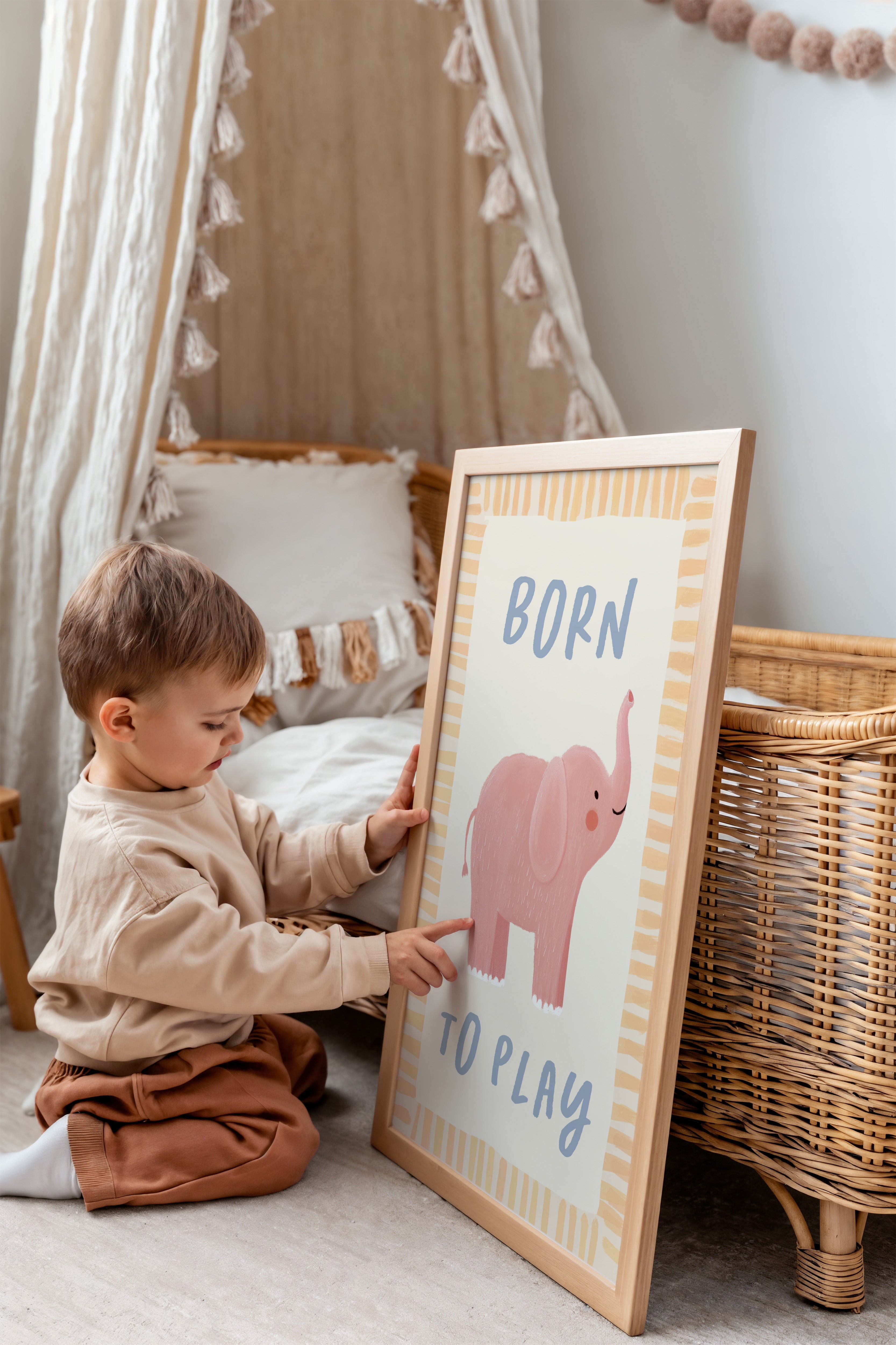 Nursery print - Born to play elephant