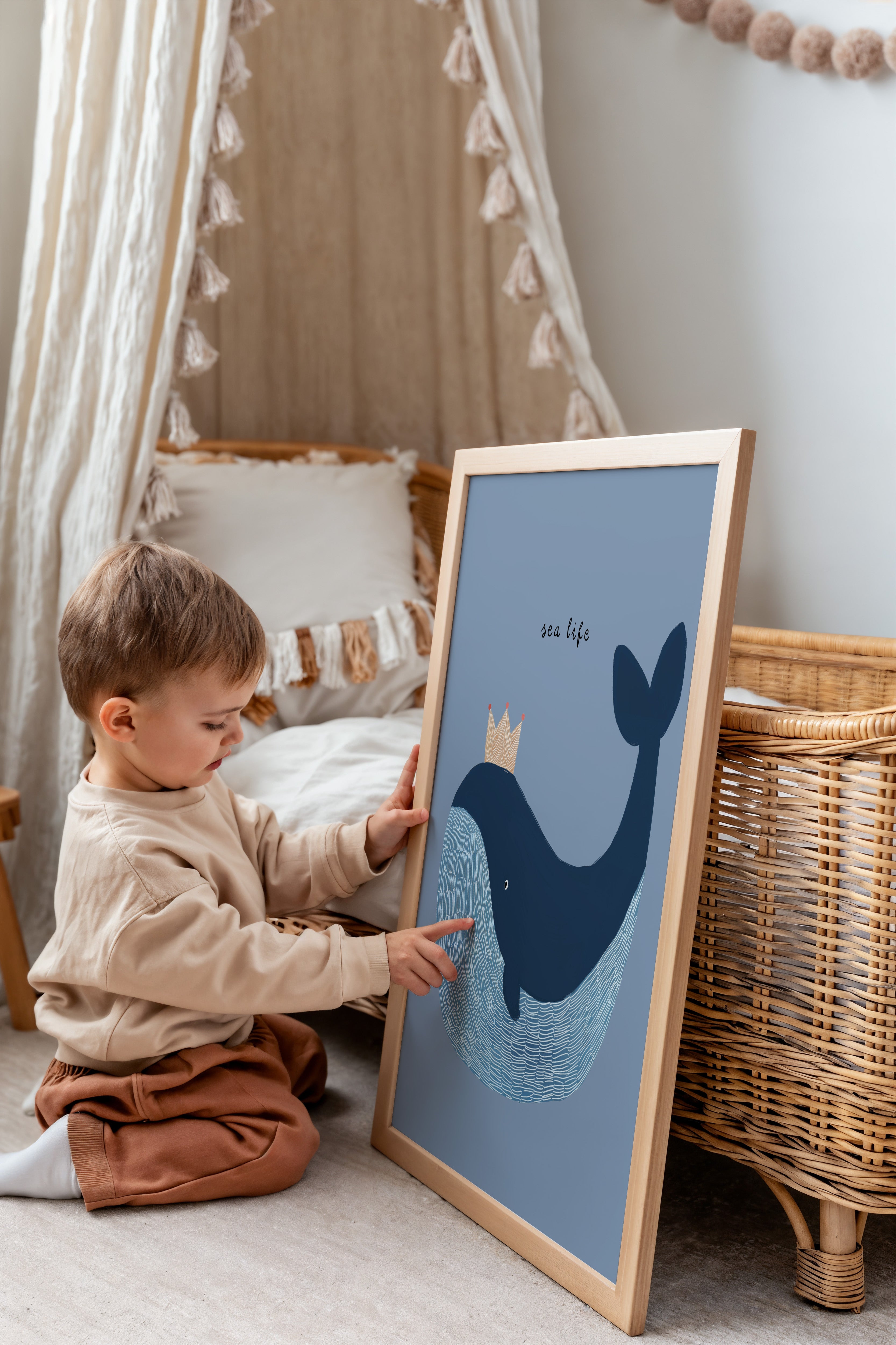 Kinderkamer print - Walvis met kroon
