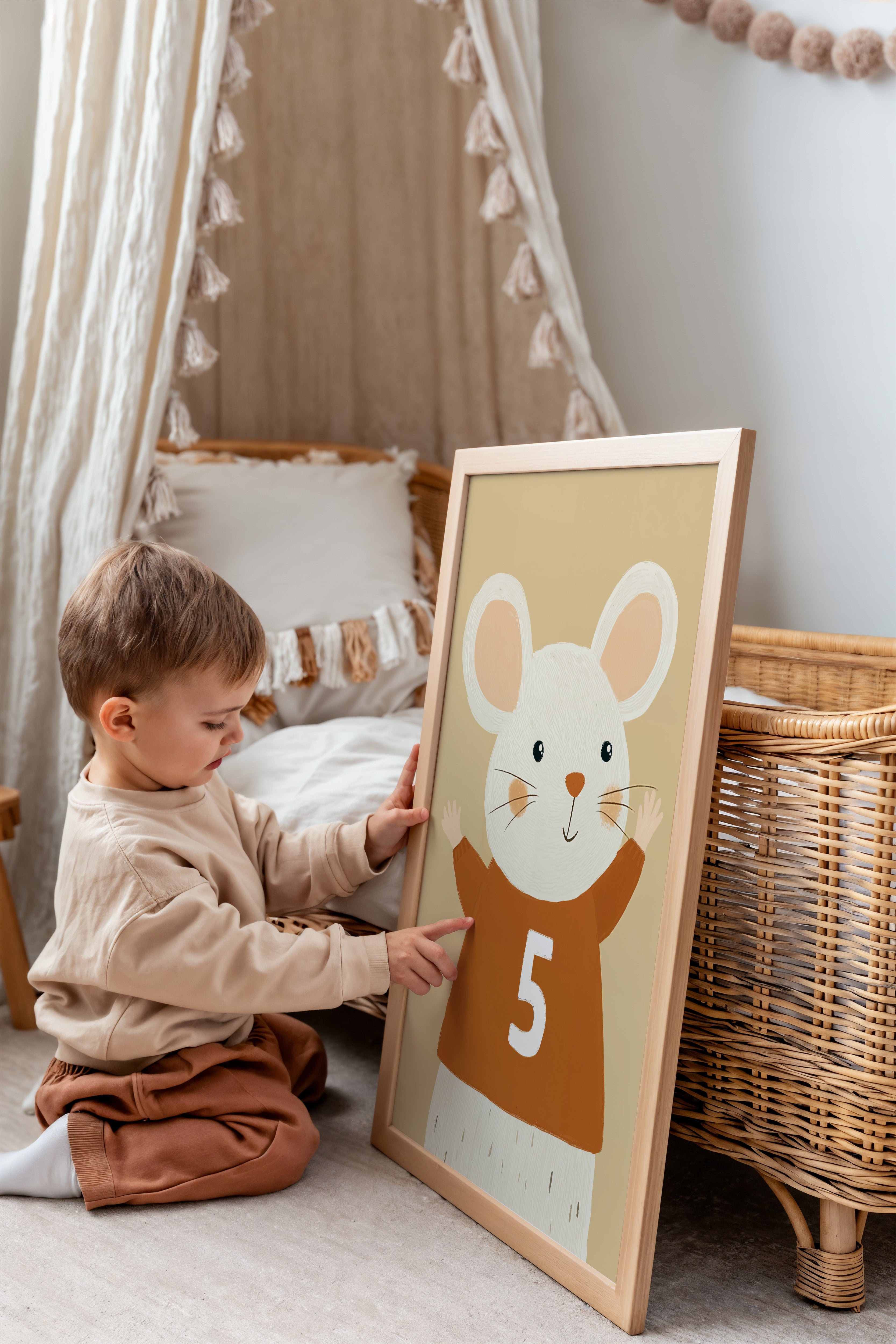 Kinderkamer print - Vrolijke muis