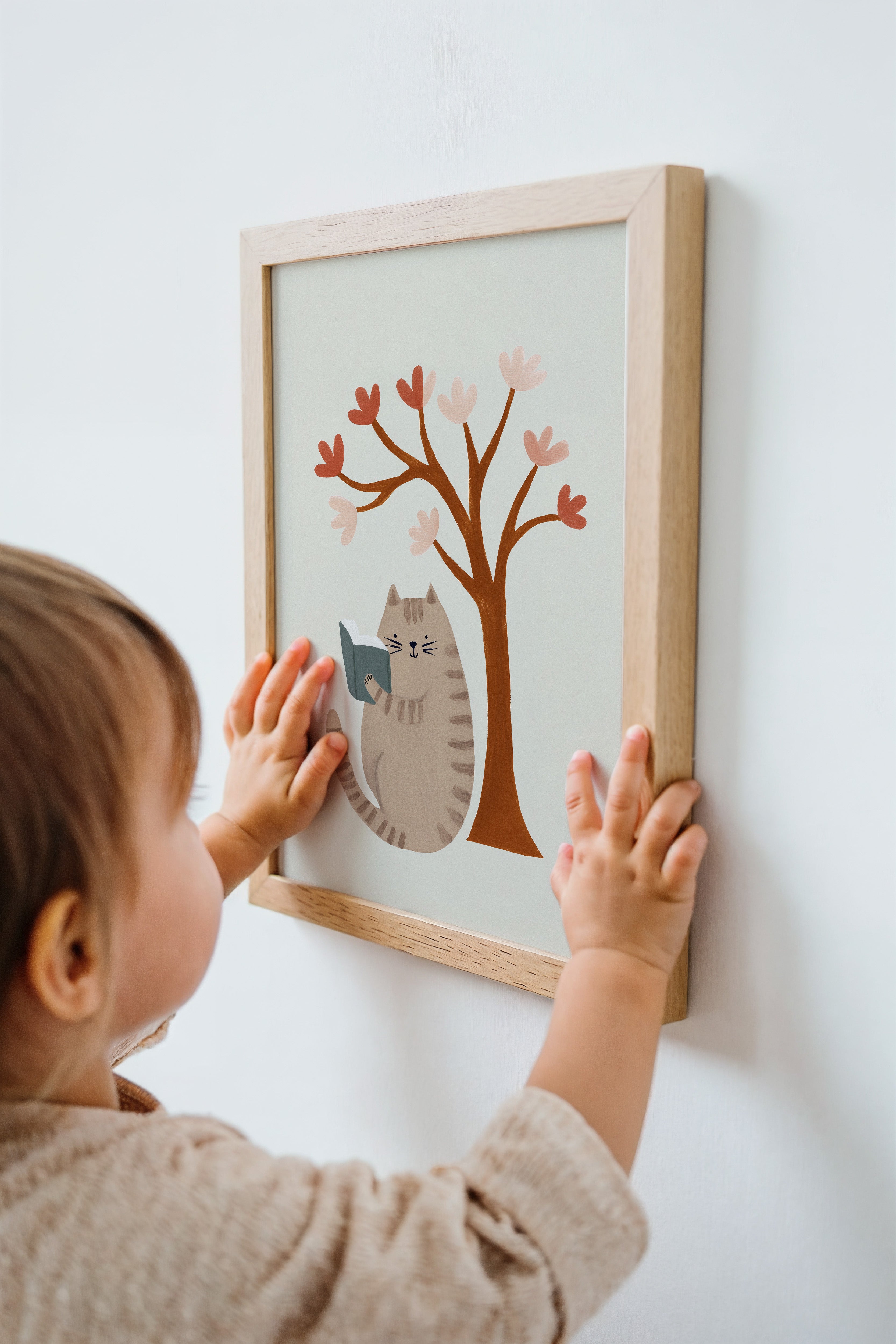 Children's room print - Reading cat