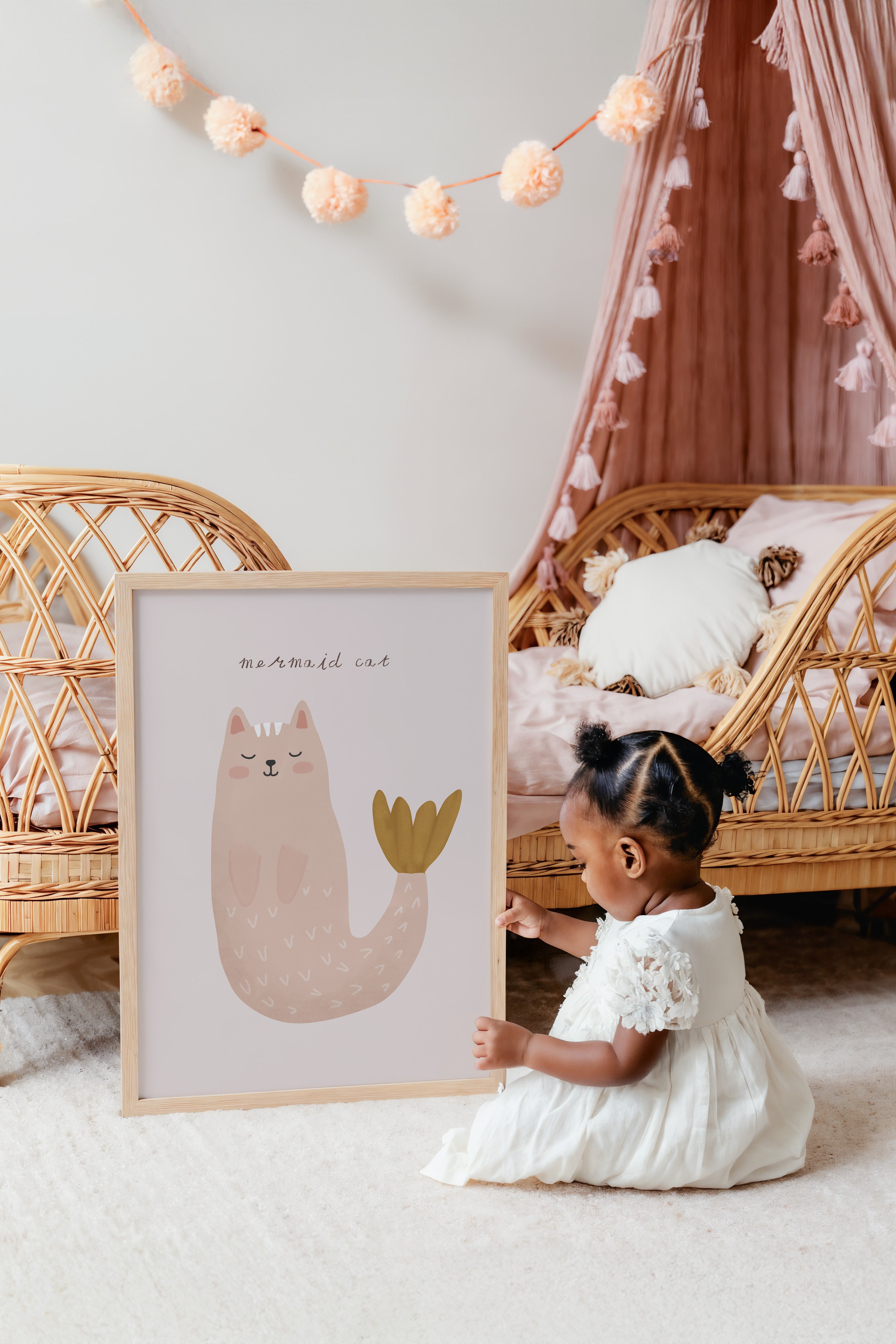 Children's room print - Cat Mermaid