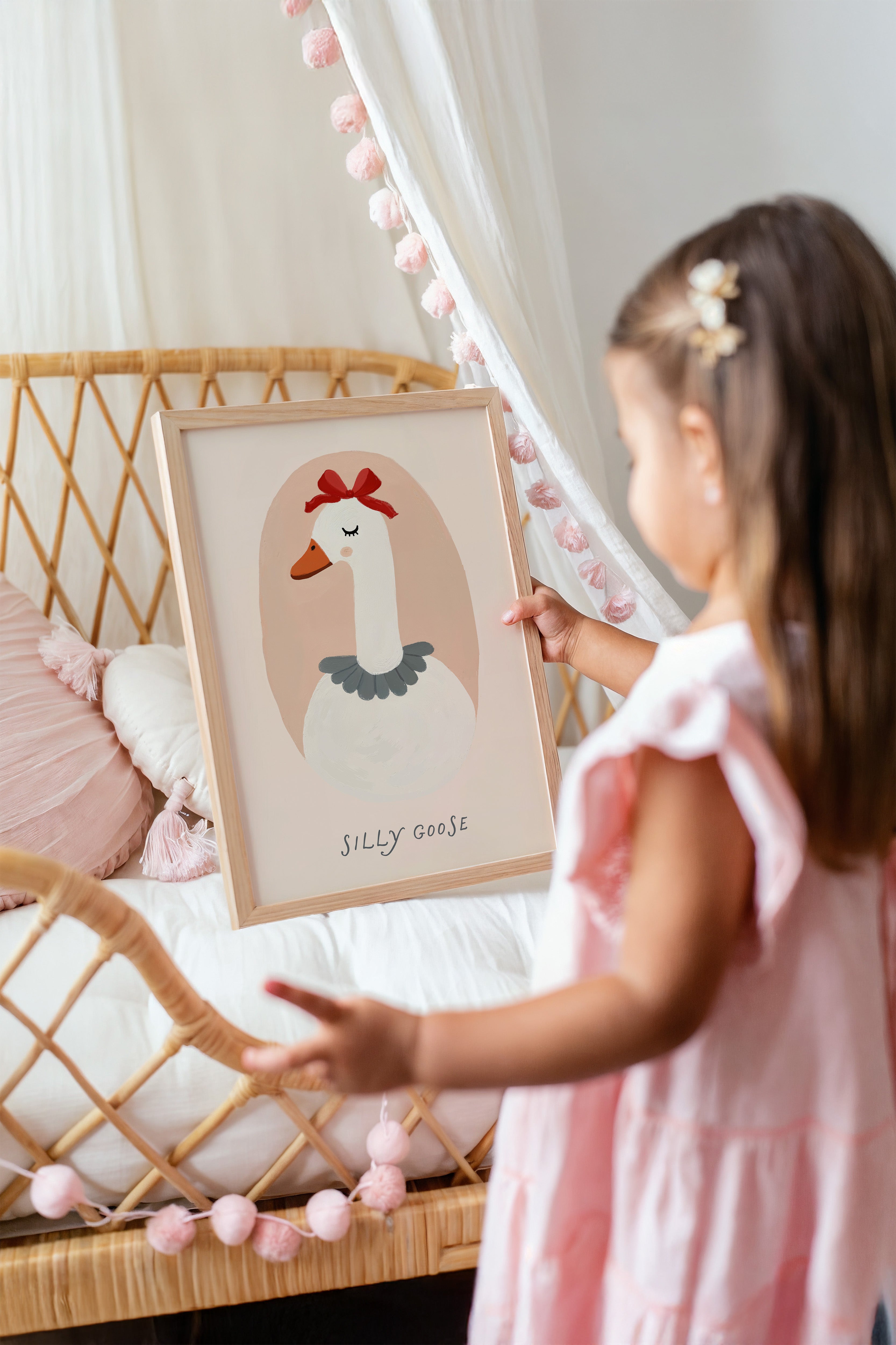 Nursery print - Goose with bow