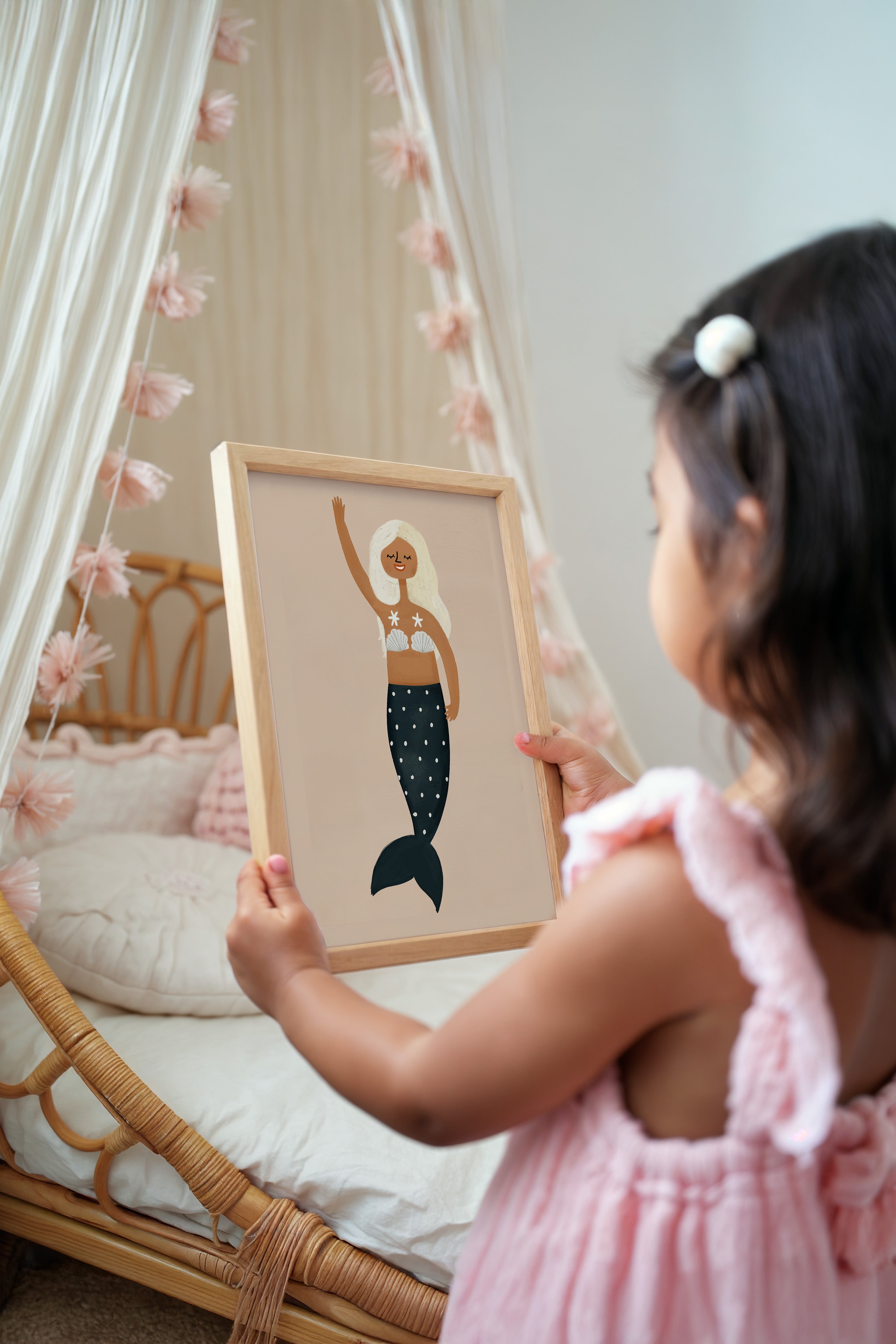 Kinderkamer print - Zeemeermin met schelpen