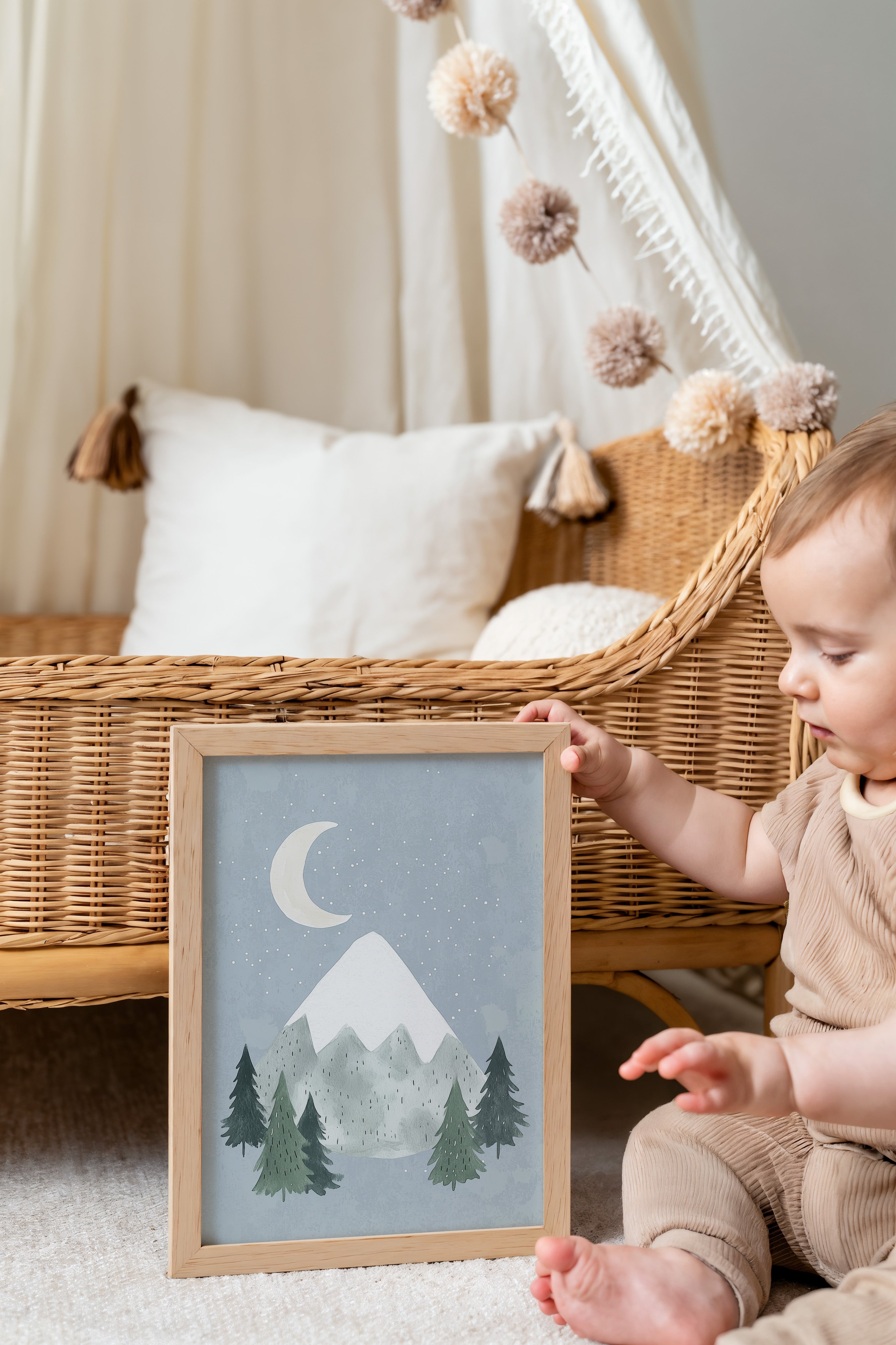 Children's room print - Mountains and Moon