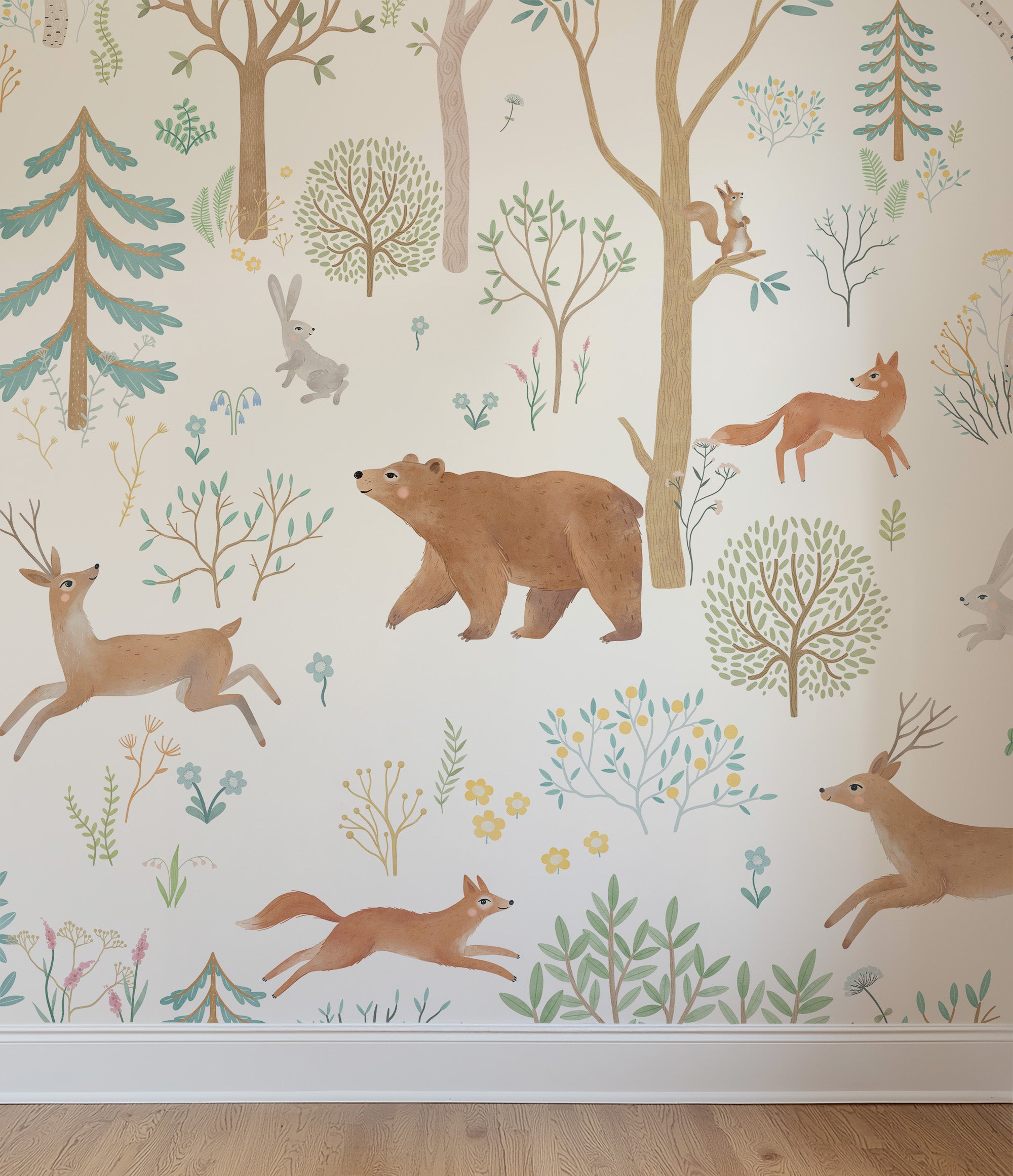Collage behang Dieren in het bos