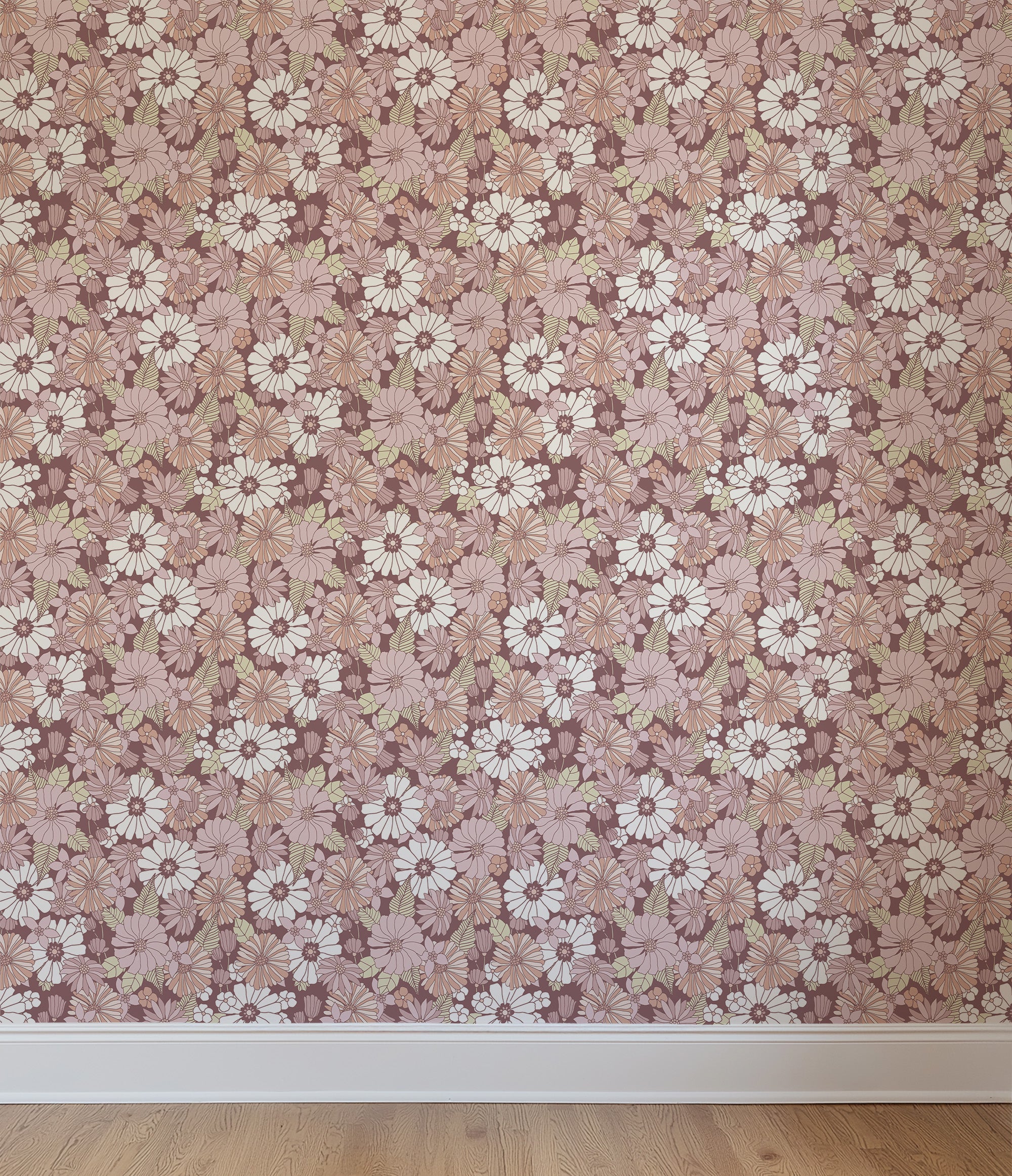 Wallpaper Retro Flowers - lilac