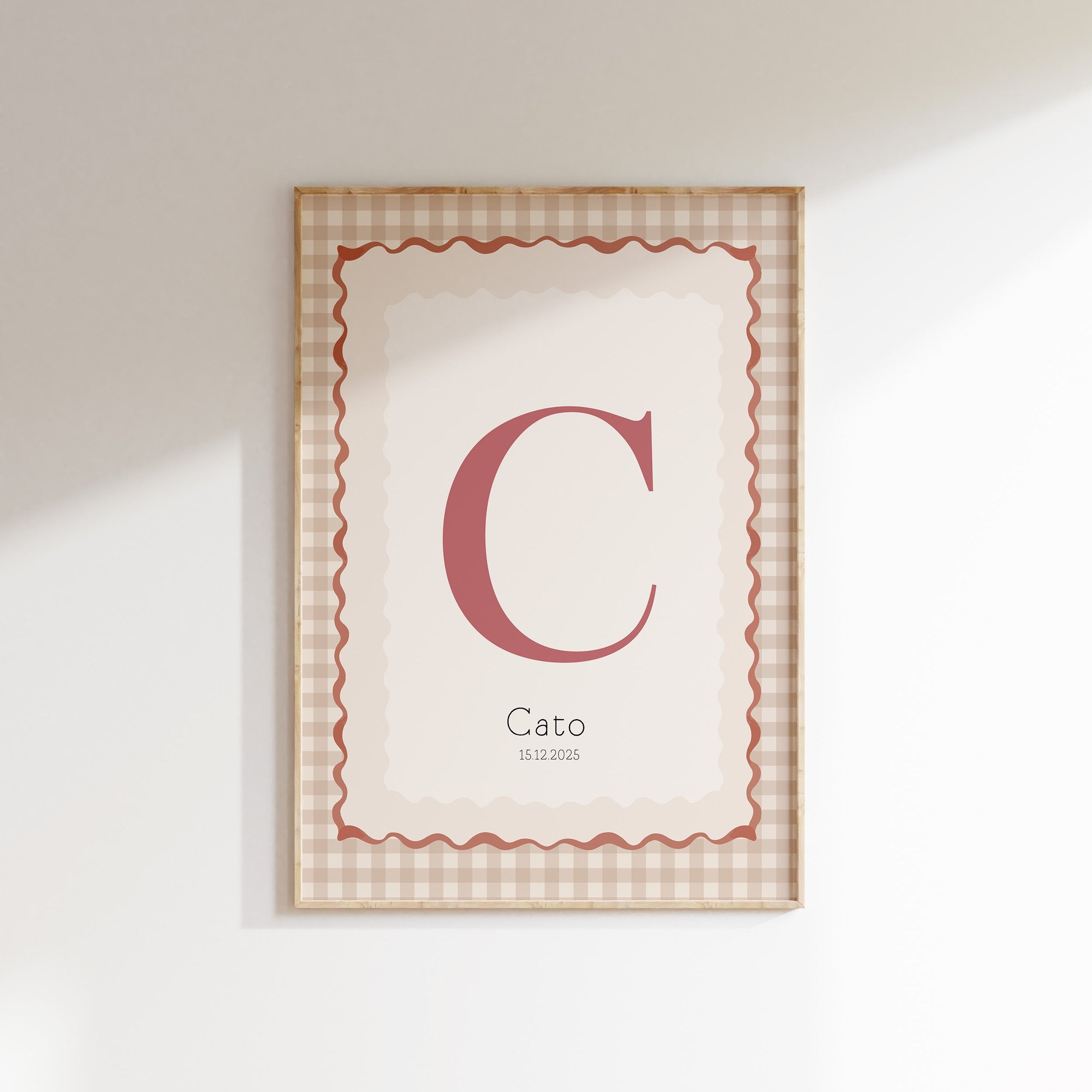 Geboorteposter Zacht Kader - ruitjes